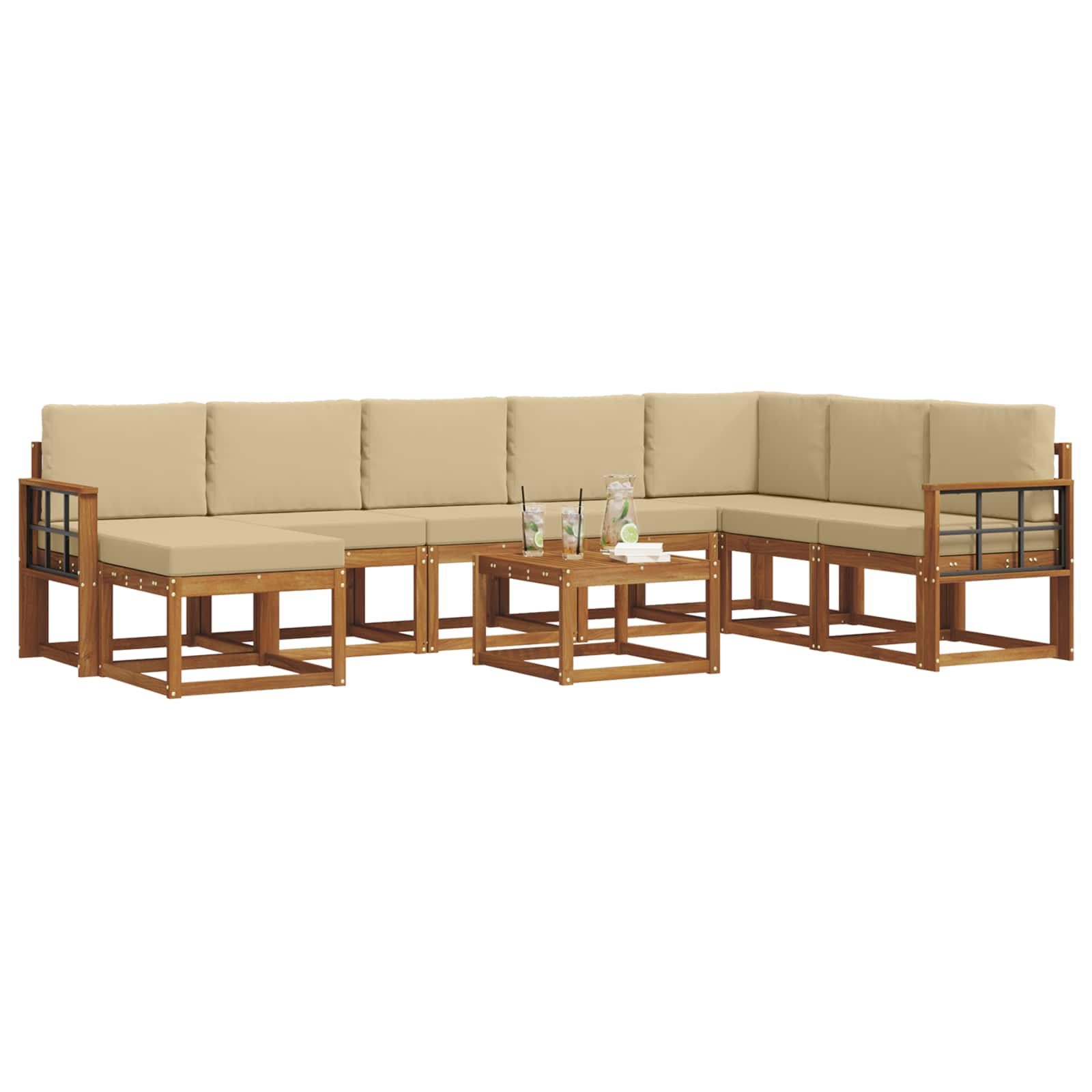 Set vanjskih sofa s jastukom 9 pcs Prirodna i bež