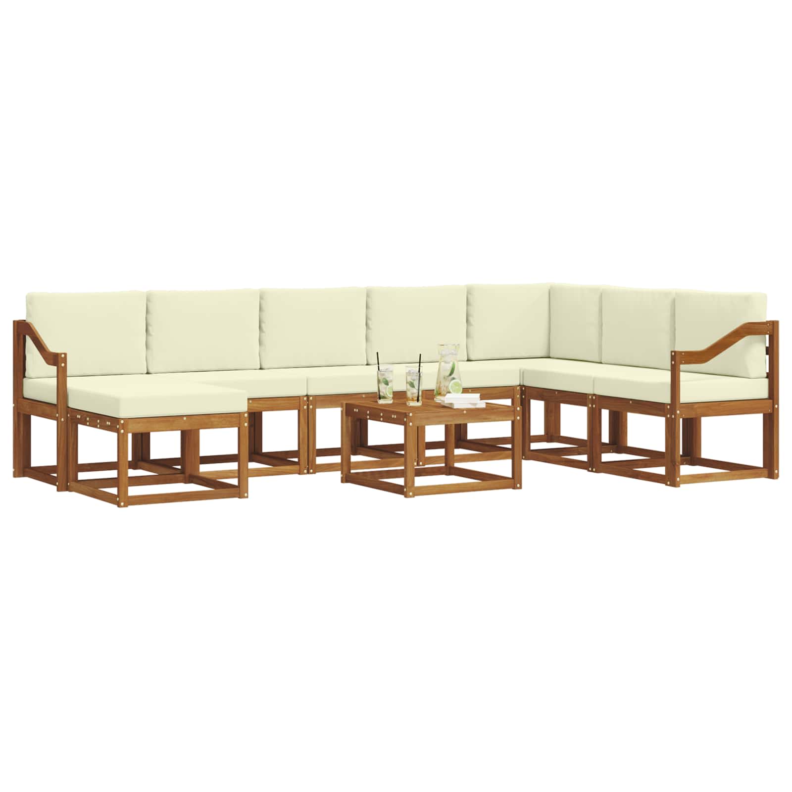 Set vanjskih sofa s jastukom 9 pcs Prirodna i krem
