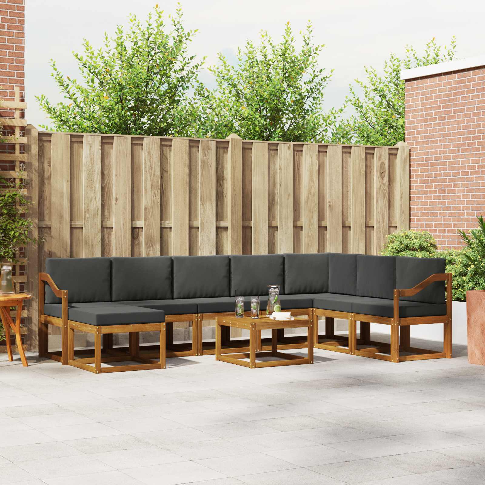 Set vanjskih sofa s jastukom 9 pcs Prirodna i antracit