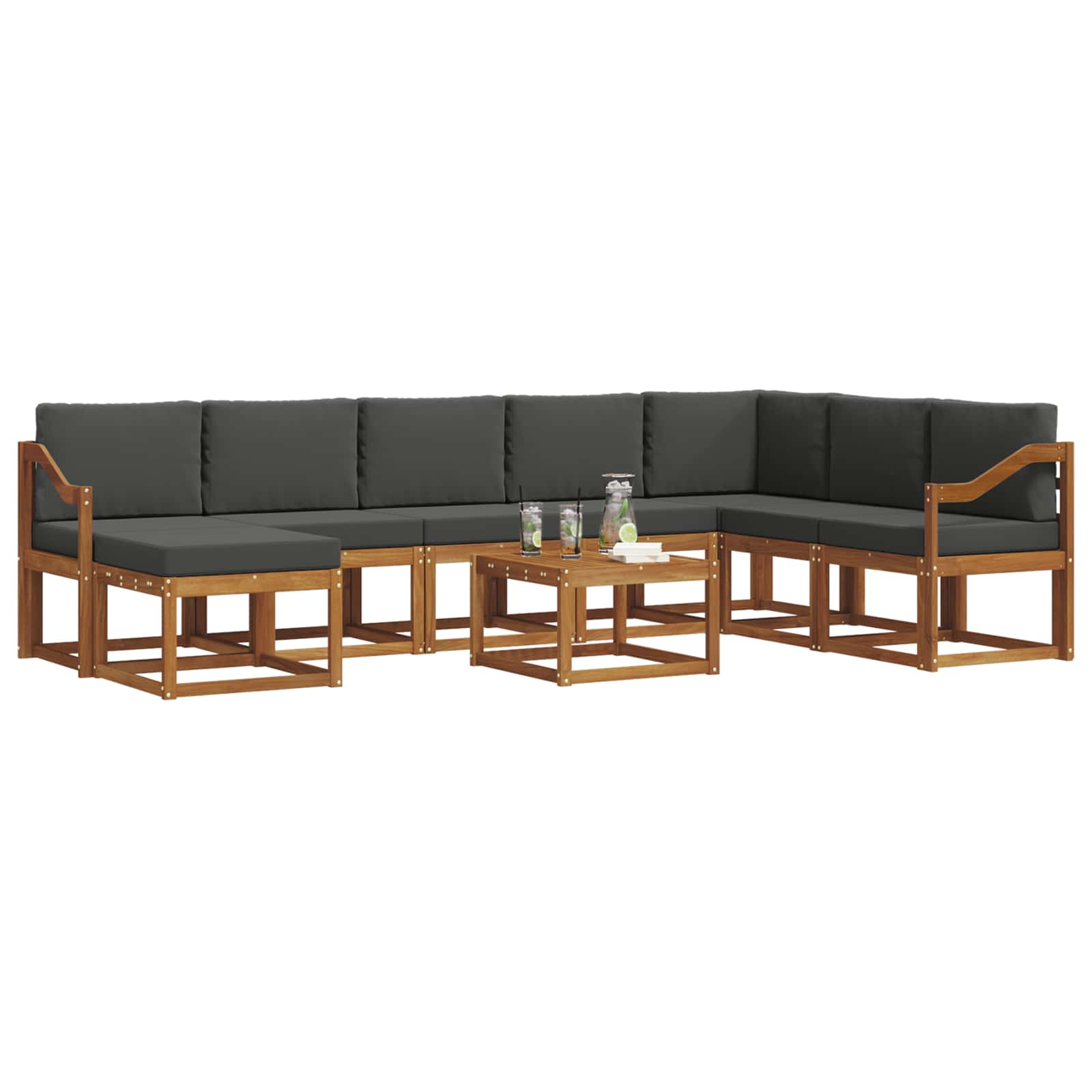 Set vanjskih sofa s jastukom 9 pcs Prirodna i antracit
