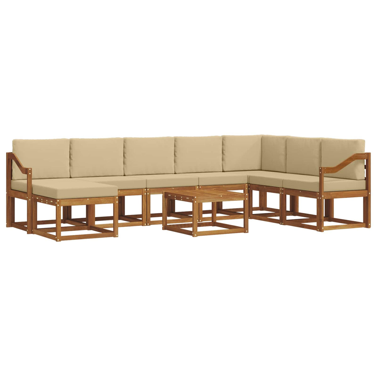 Set vanjskih sofa s jastukom 9 pcs Prirodna i bež