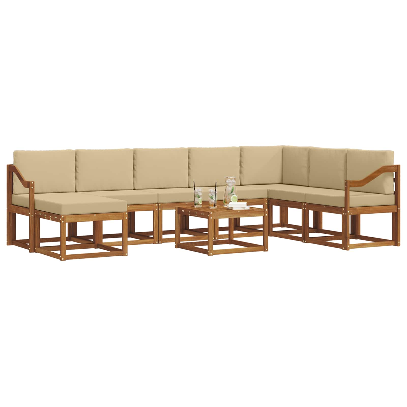 Set vanjskih sofa s jastukom 9 pcs Prirodna i bež