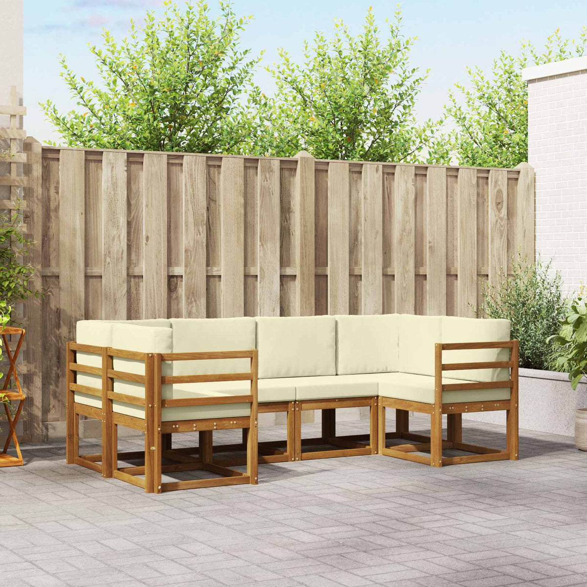 Set vanjskih sofa 6 kom. Prirodna i krem