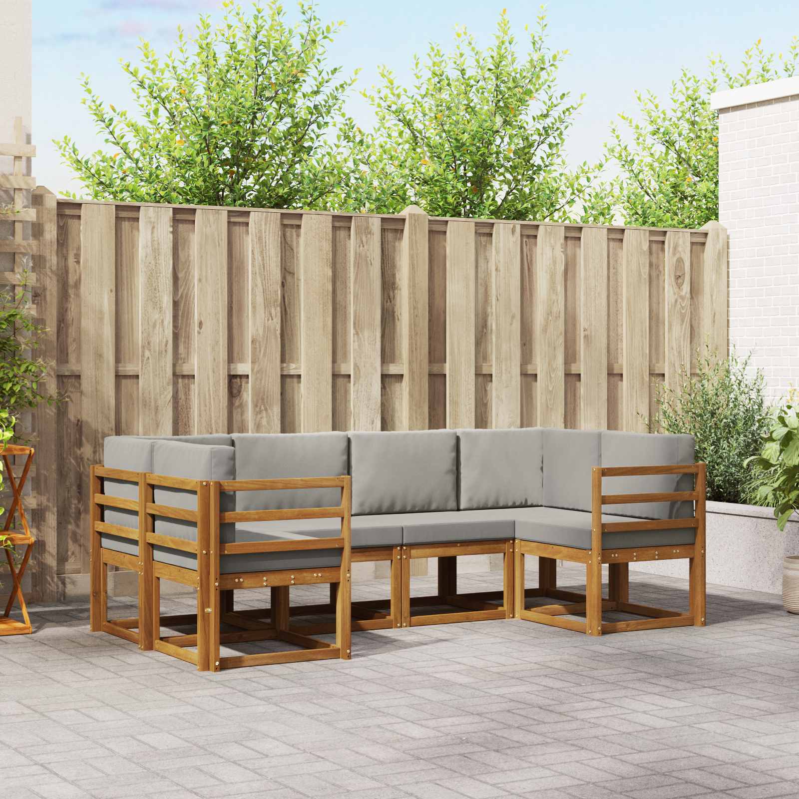 Set vanjskih sofa 6 kom. Prirodna i svijetlo siva