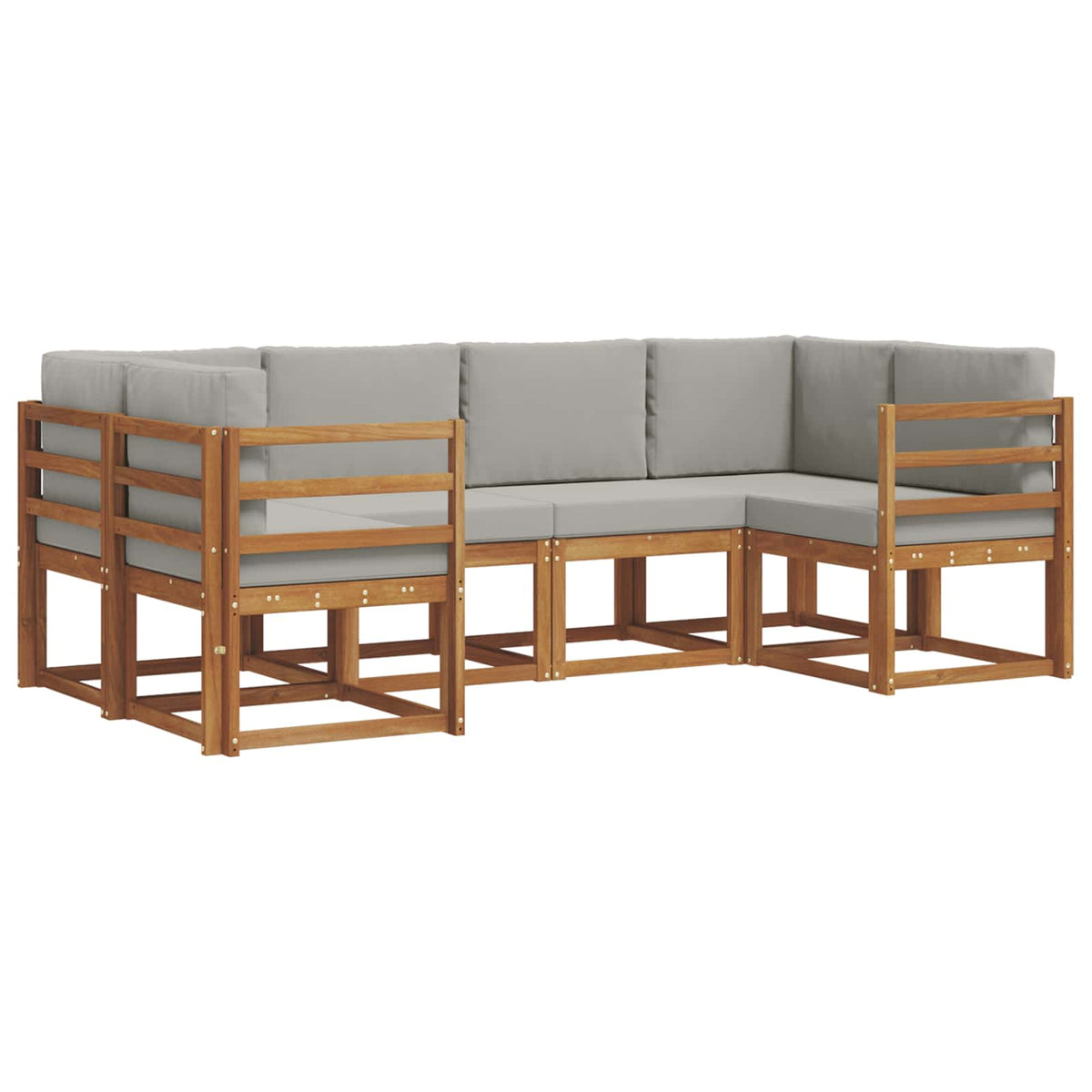 Set vanjskih sofa 6 kom. Prirodna i svijetlo siva