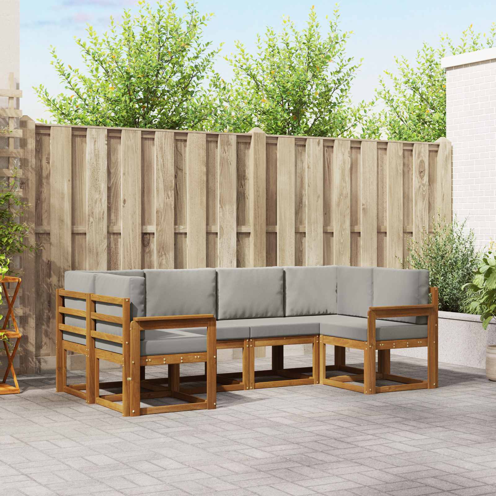 Set vanjskih sofa 6 kom. Prirodna i svijetlo siva