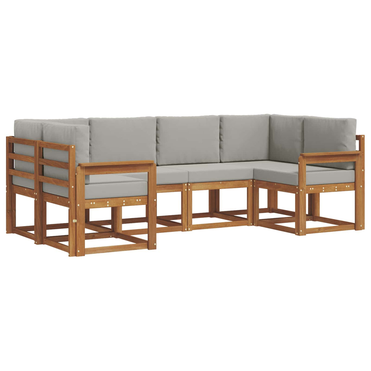 Set vanjskih sofa 6 kom. Prirodna i svijetlo siva