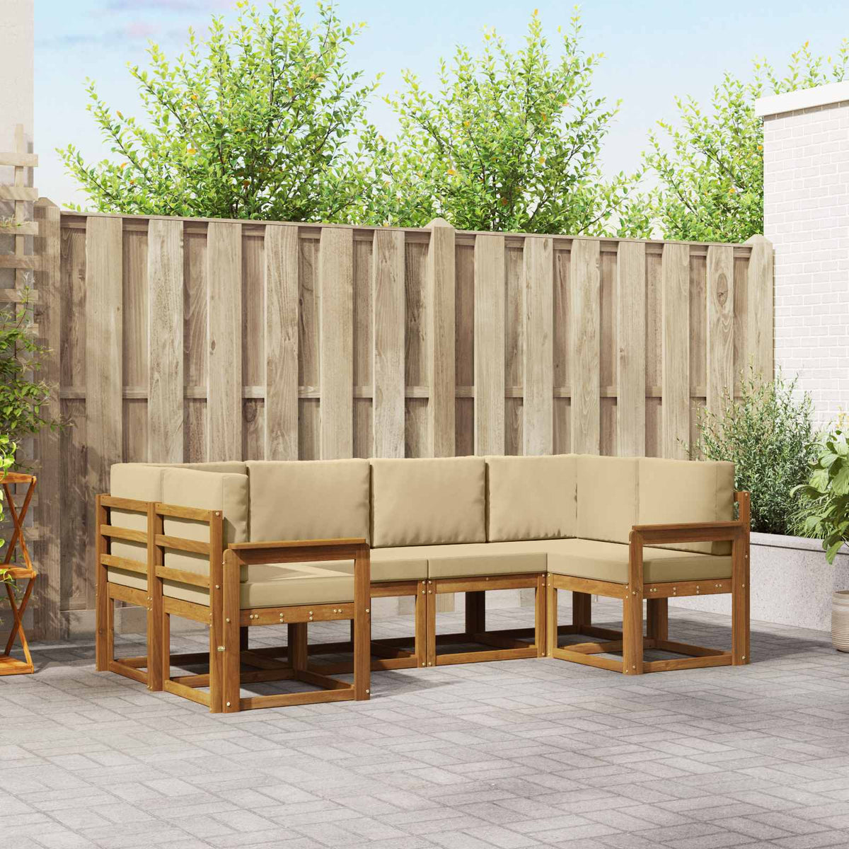 Set vanjskih sofa 6 kom. Prirodna i bež