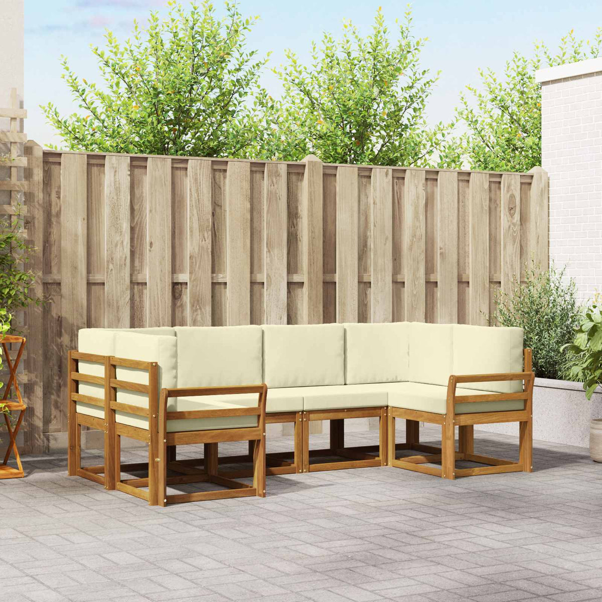 Set vanjskih sofa 6 kom. Prirodna i krem