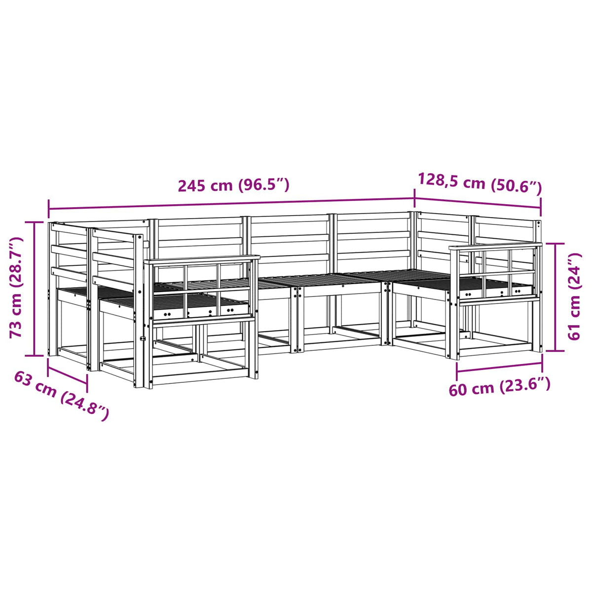 Set vanjskih sofa 6 kom. Prirodna Čvrsto drvo akacije