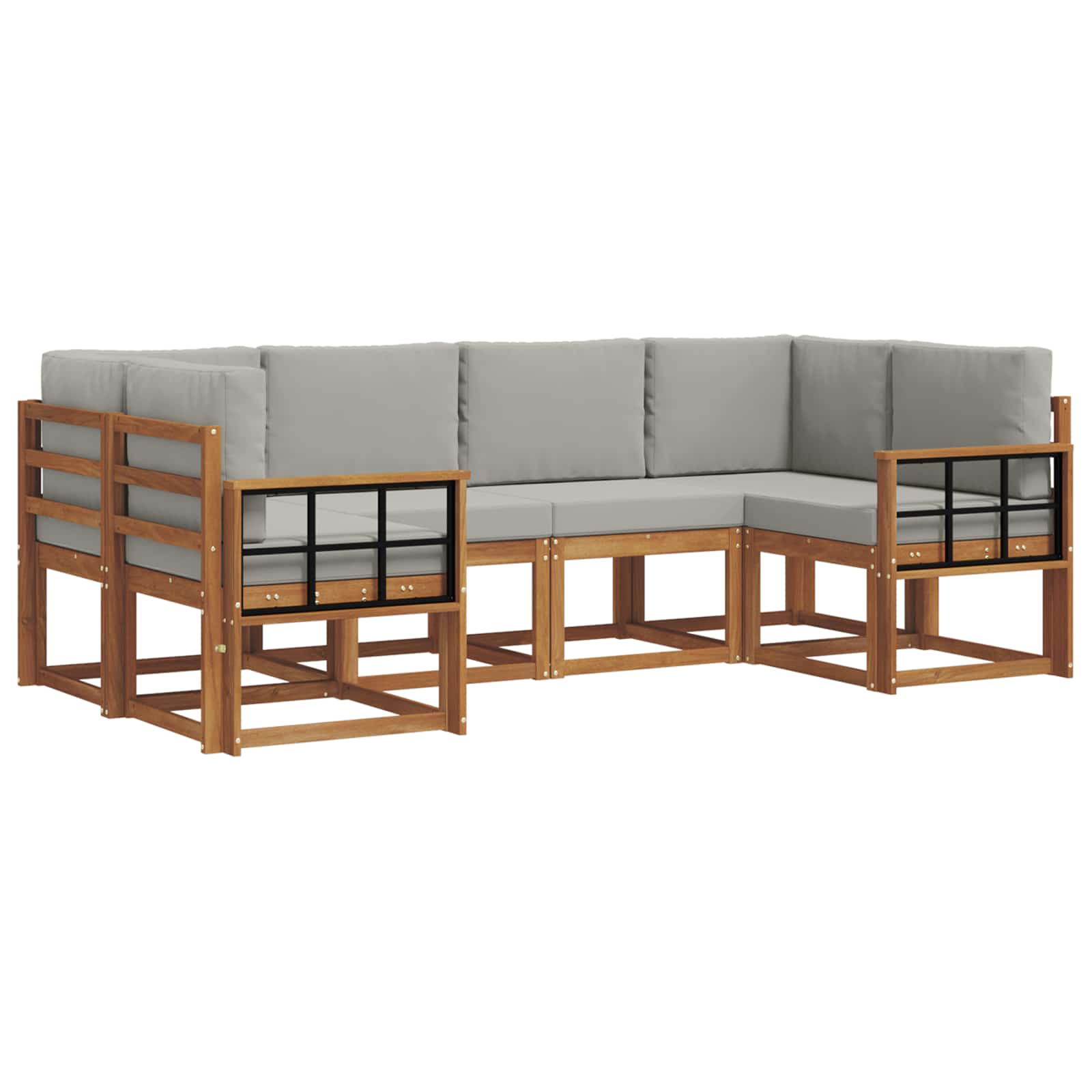 Set vanjskih sofa 6 kom. Prirodna i svijetlo siva