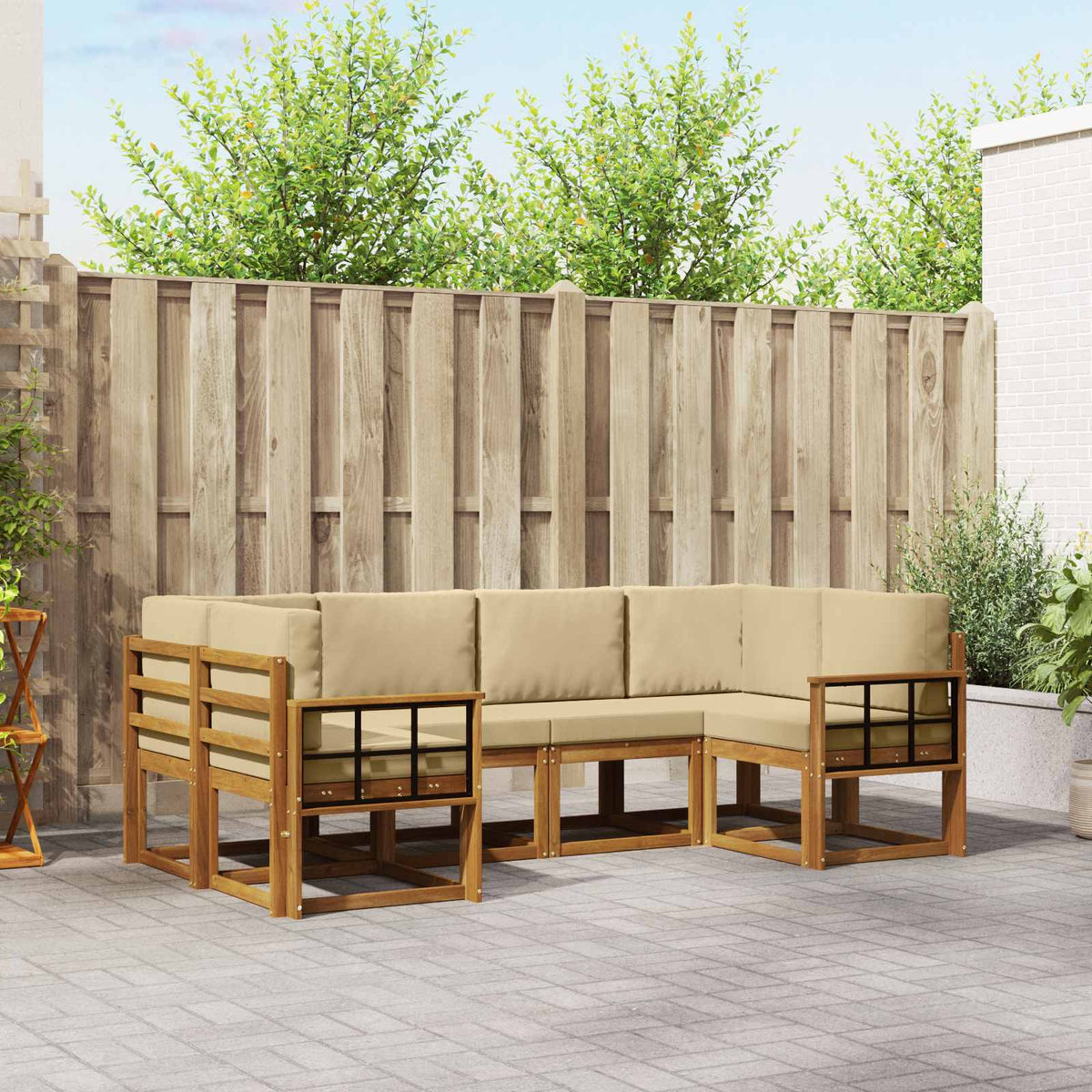 Set vanjskih sofa 6 kom. Prirodna i bež