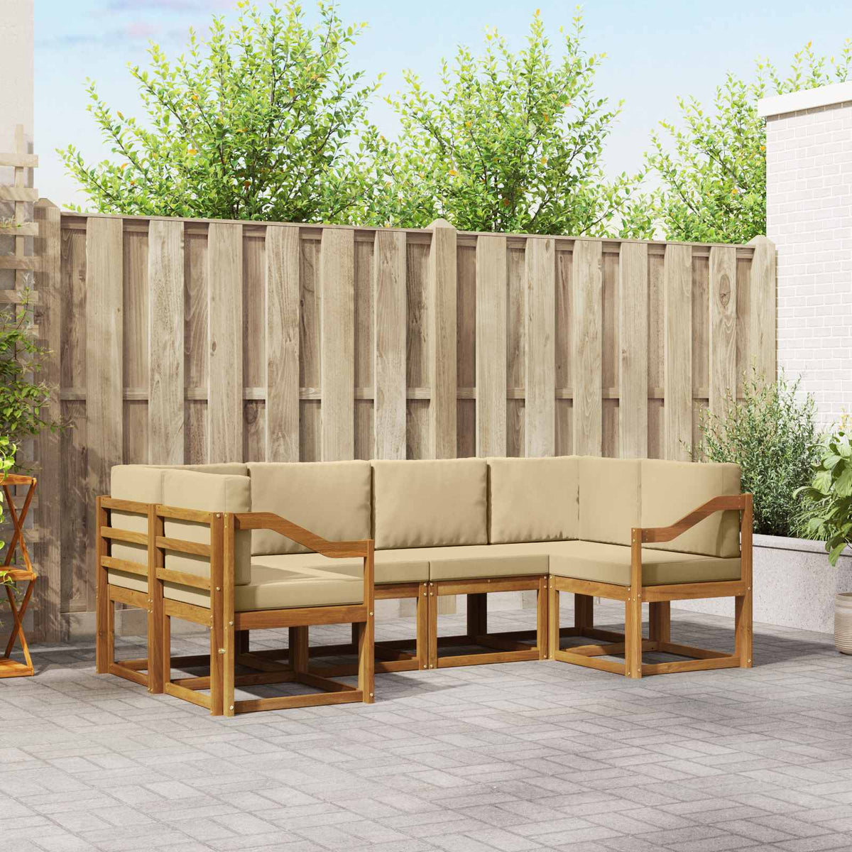 Set vanjskih sofa 6 kom. Prirodna i bež