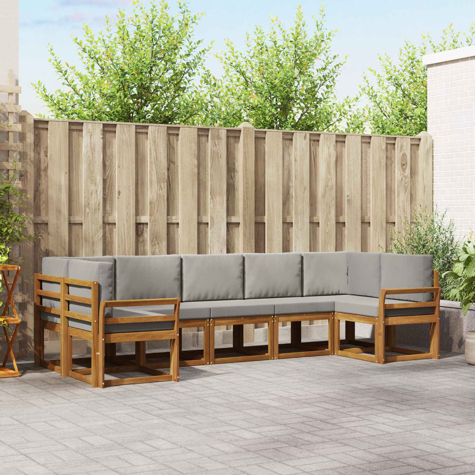 Set vanjskih sofa 7 kom. Prirodna i svjetlosiva