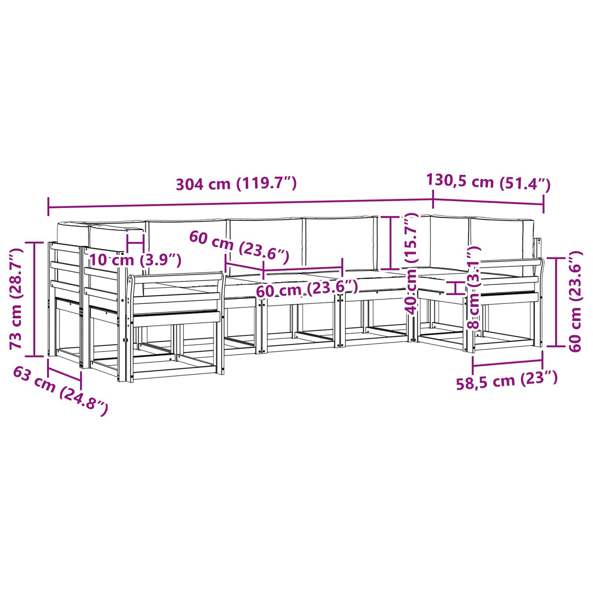 Set vanjskih sofa 7 kom. Prirodna i bež