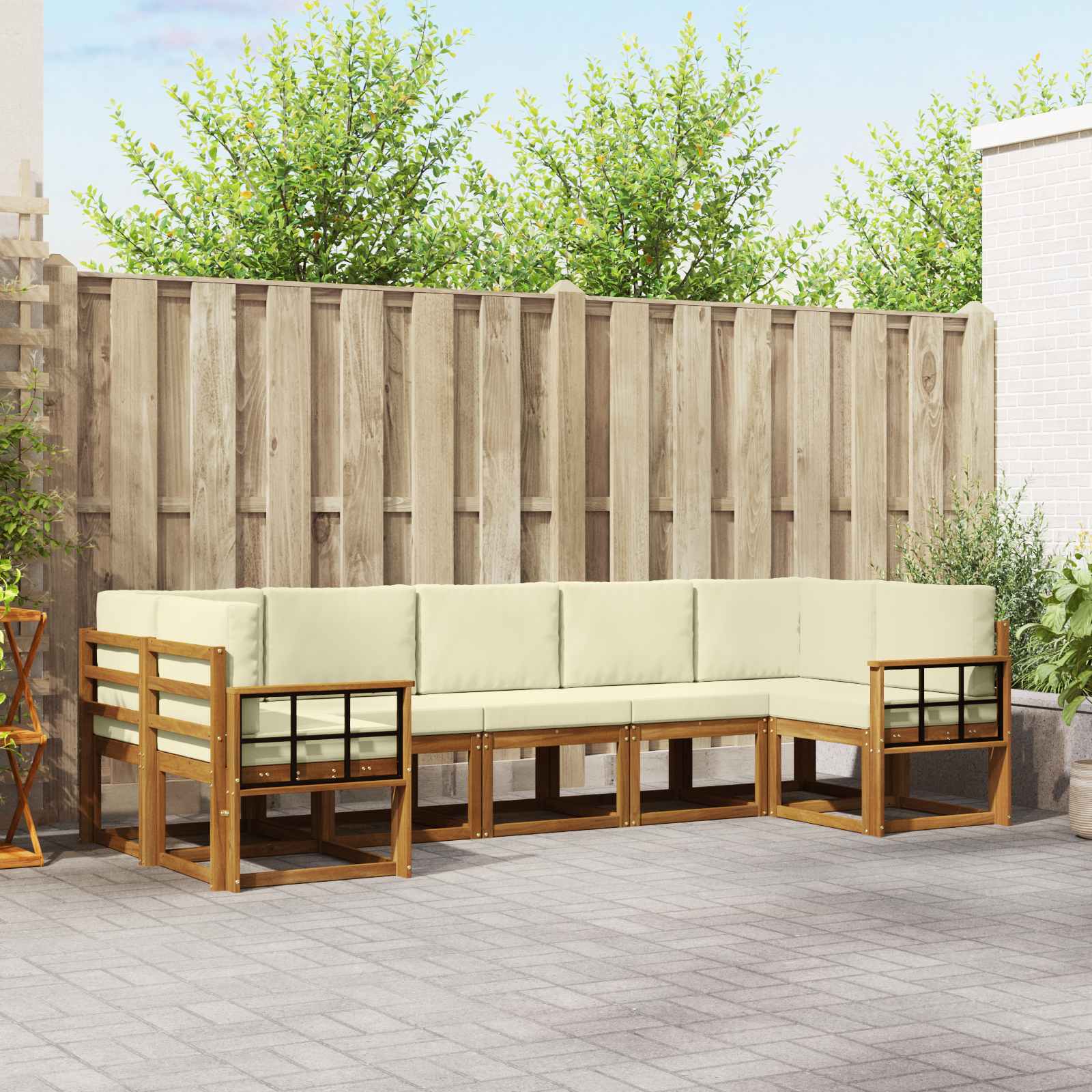Set vanjskih sofa 7 kom. Prirodna i krem
