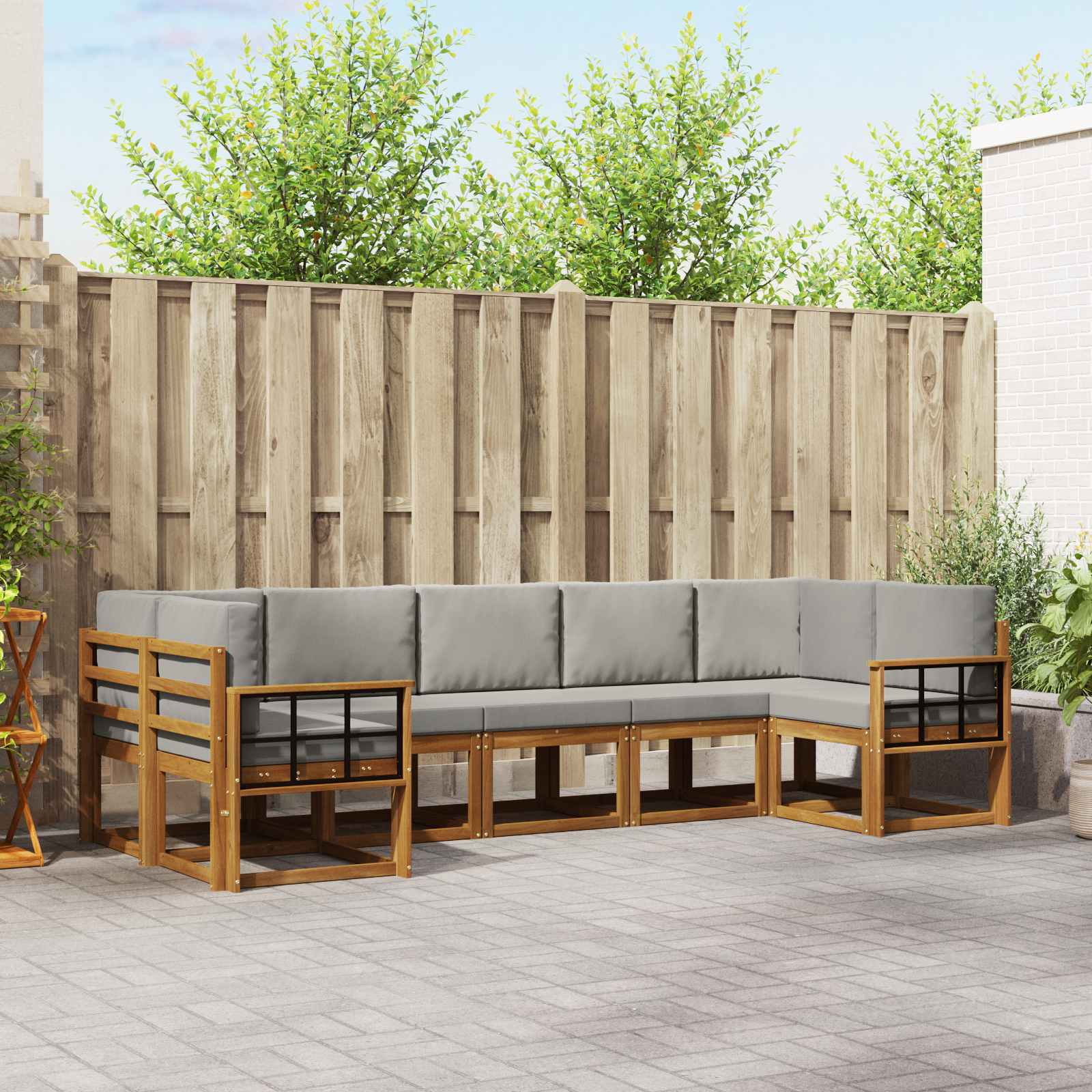 Set vanjskih sofa 7 kom. Prirodna i svjetlosiva