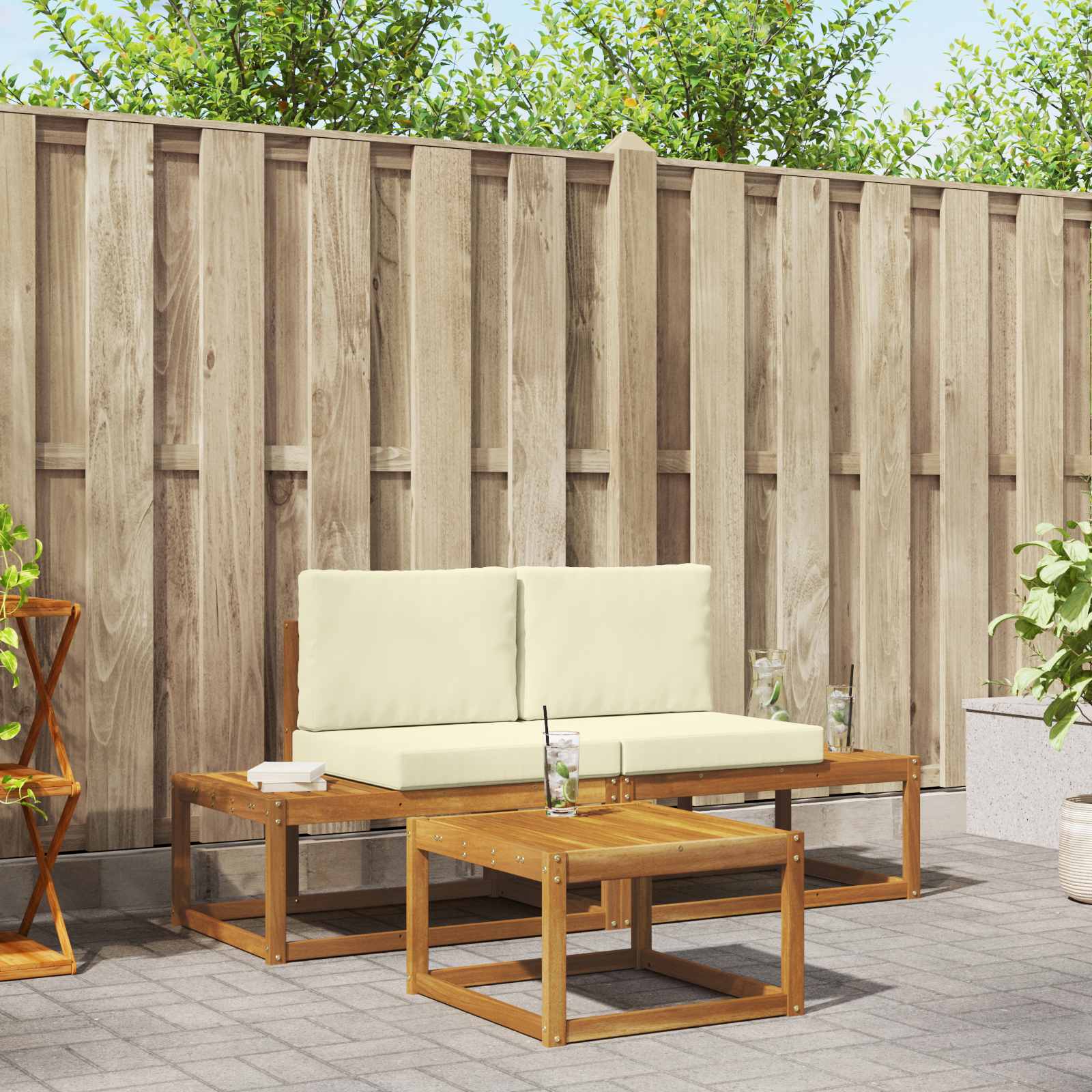 Set vanjskih sofa s jastukom 3 pcs Prirodna