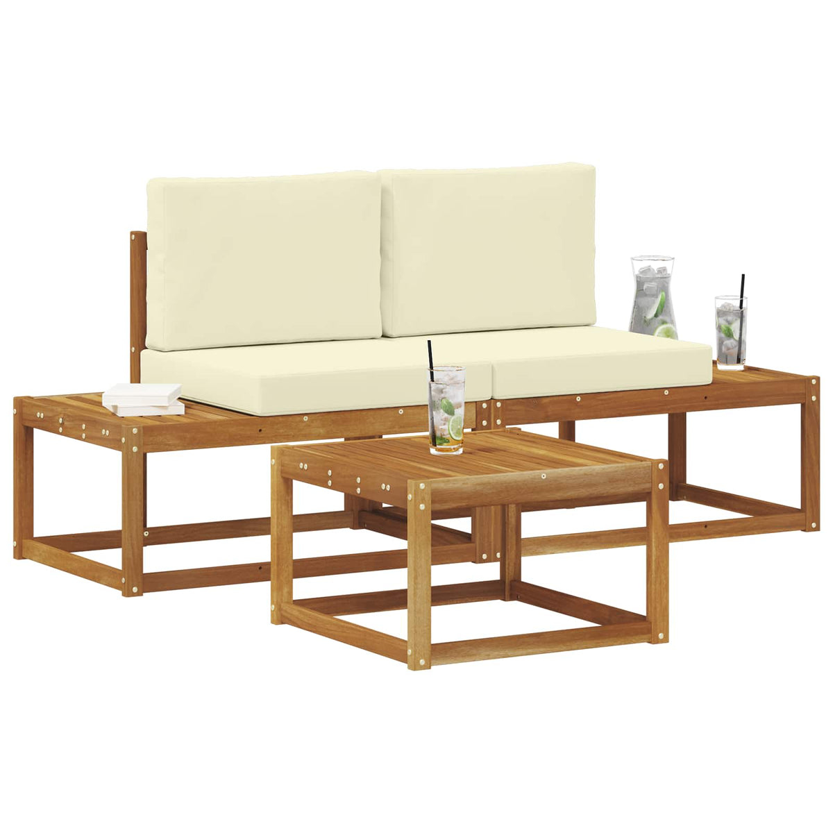 Set vanjskih sofa s jastukom 3 pcs Prirodna