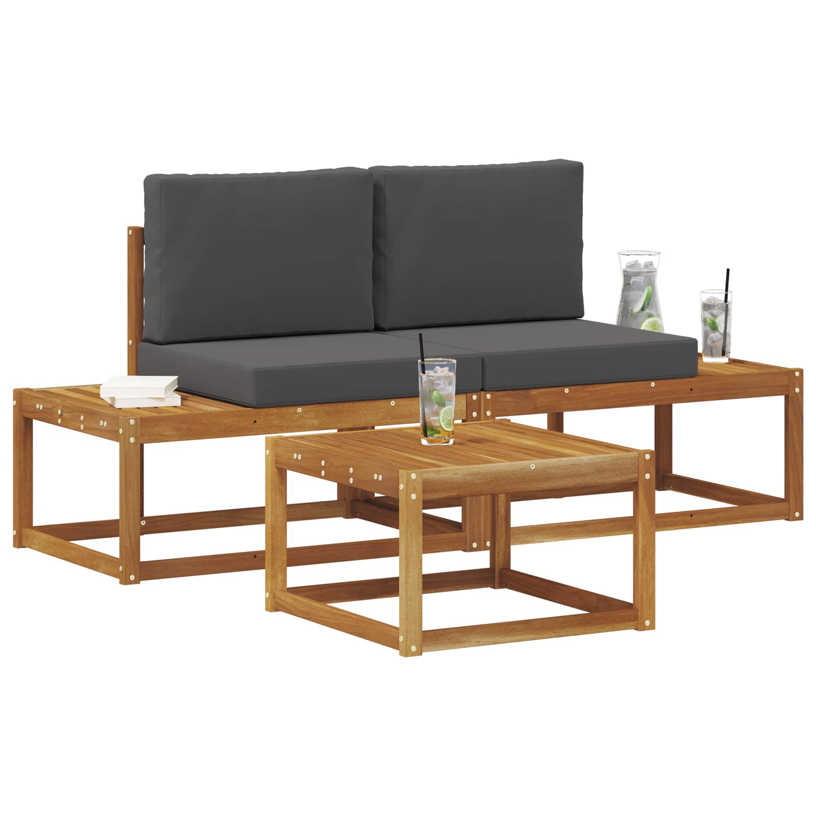 Set vanjskih sofa s jastukom 3 pcs Prirodna