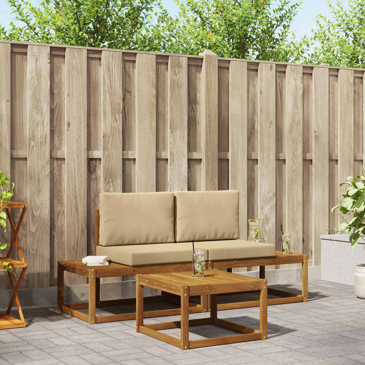 Set vanjskih sofa 3 kom. Prirodna