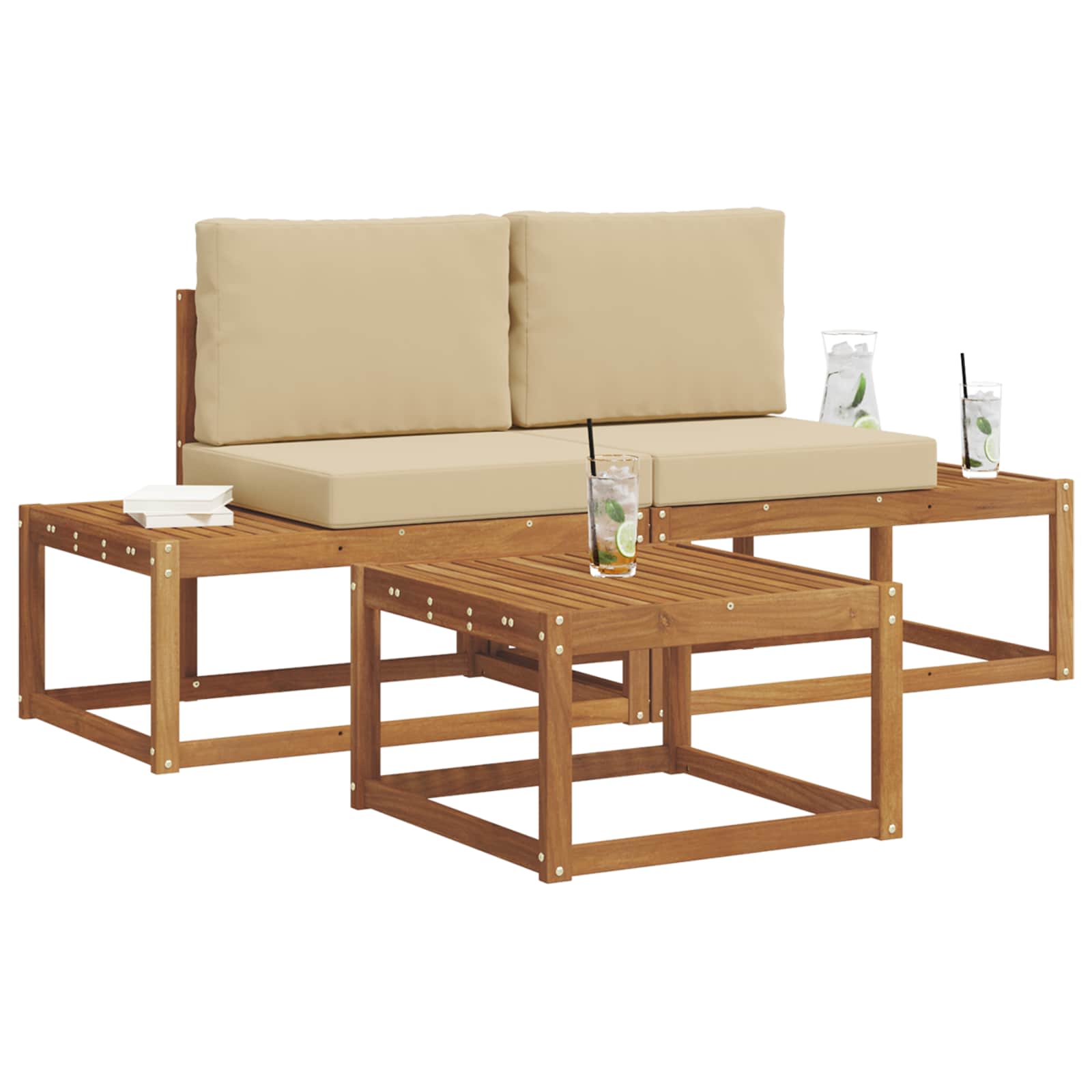 Set vanjskih sofa s jastukom 3 pcs Prirodna