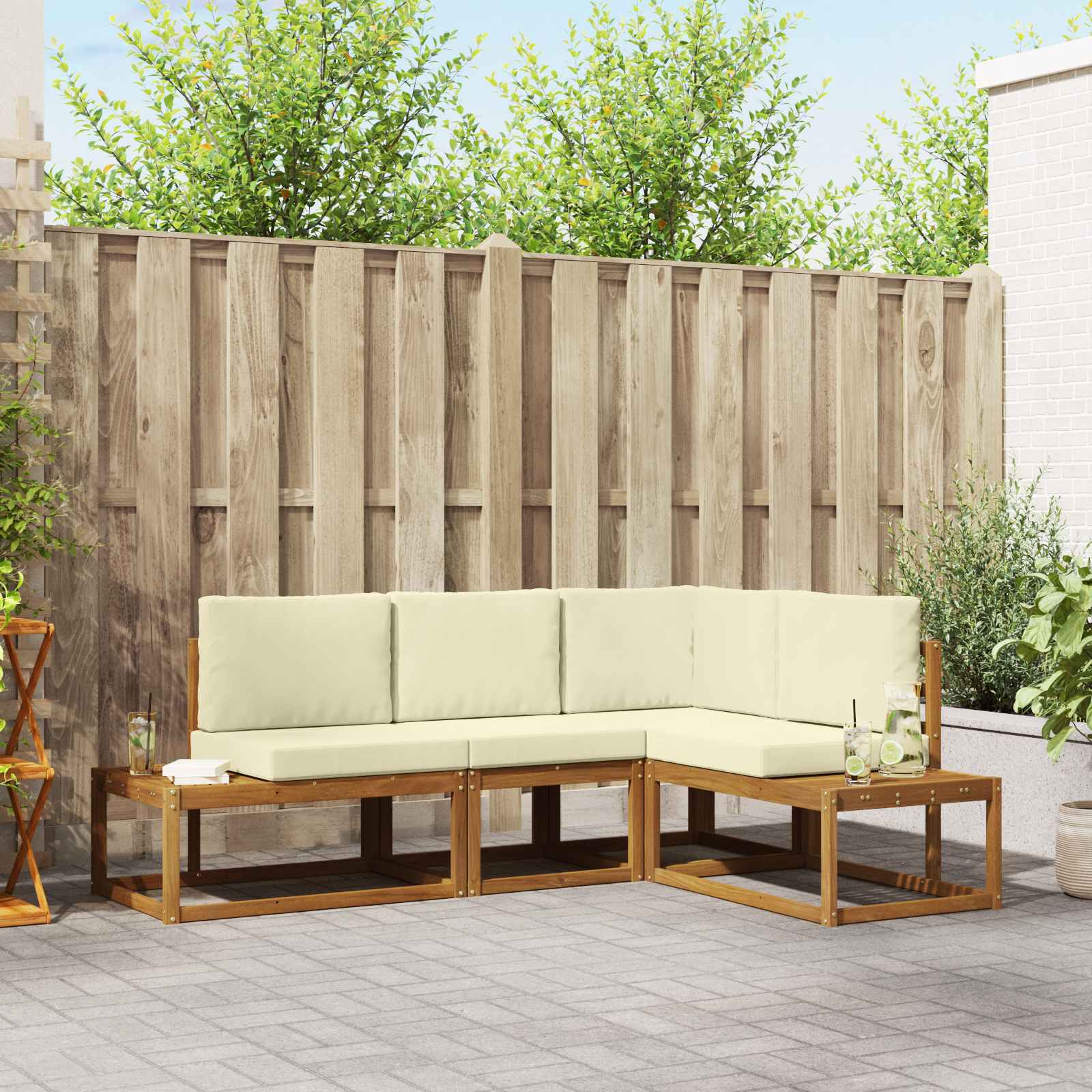 Set vanjskih sofa s jastukom 4 Komad Prirodna i krem