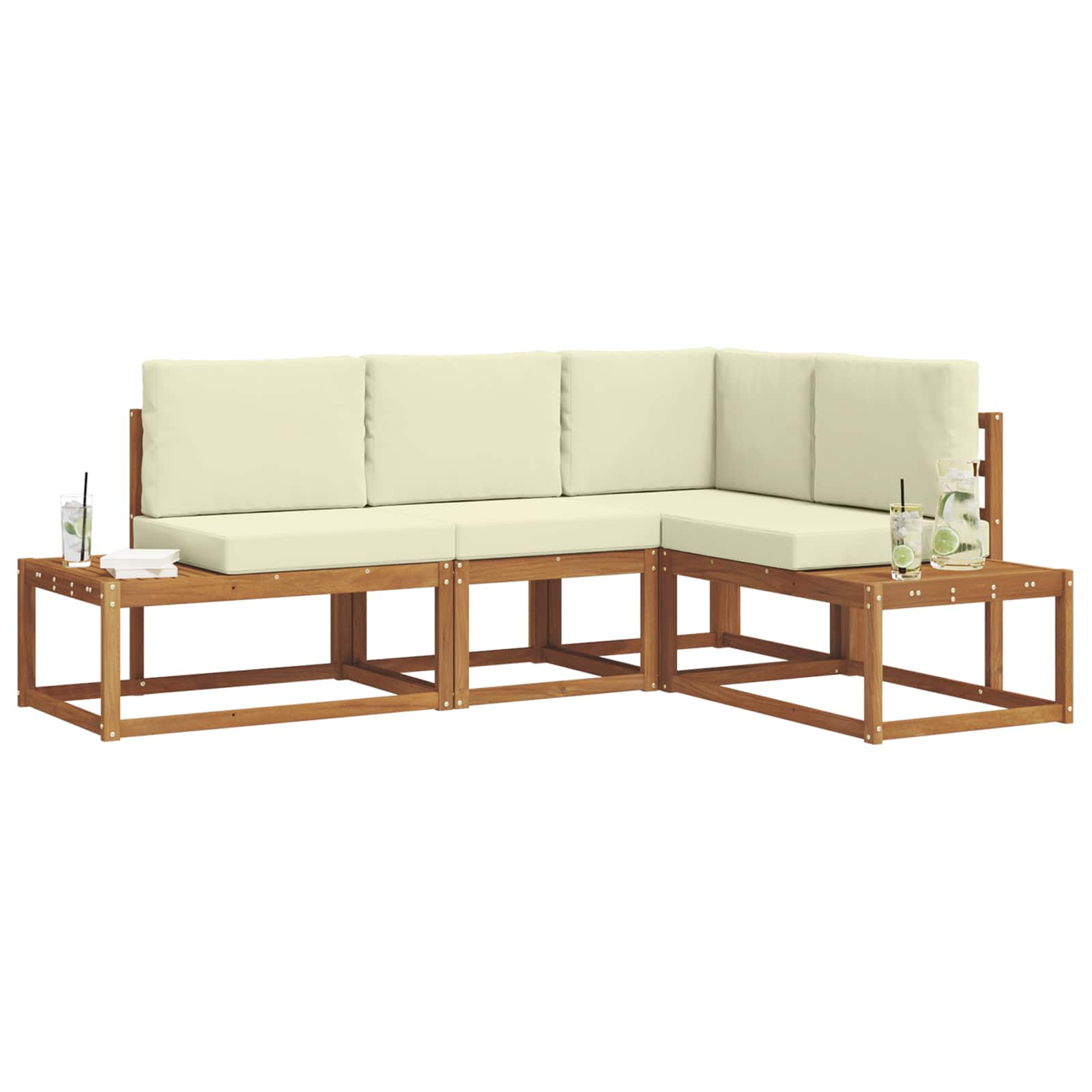Set vanjskih sofa s jastukom 4 Komad Prirodna i krem