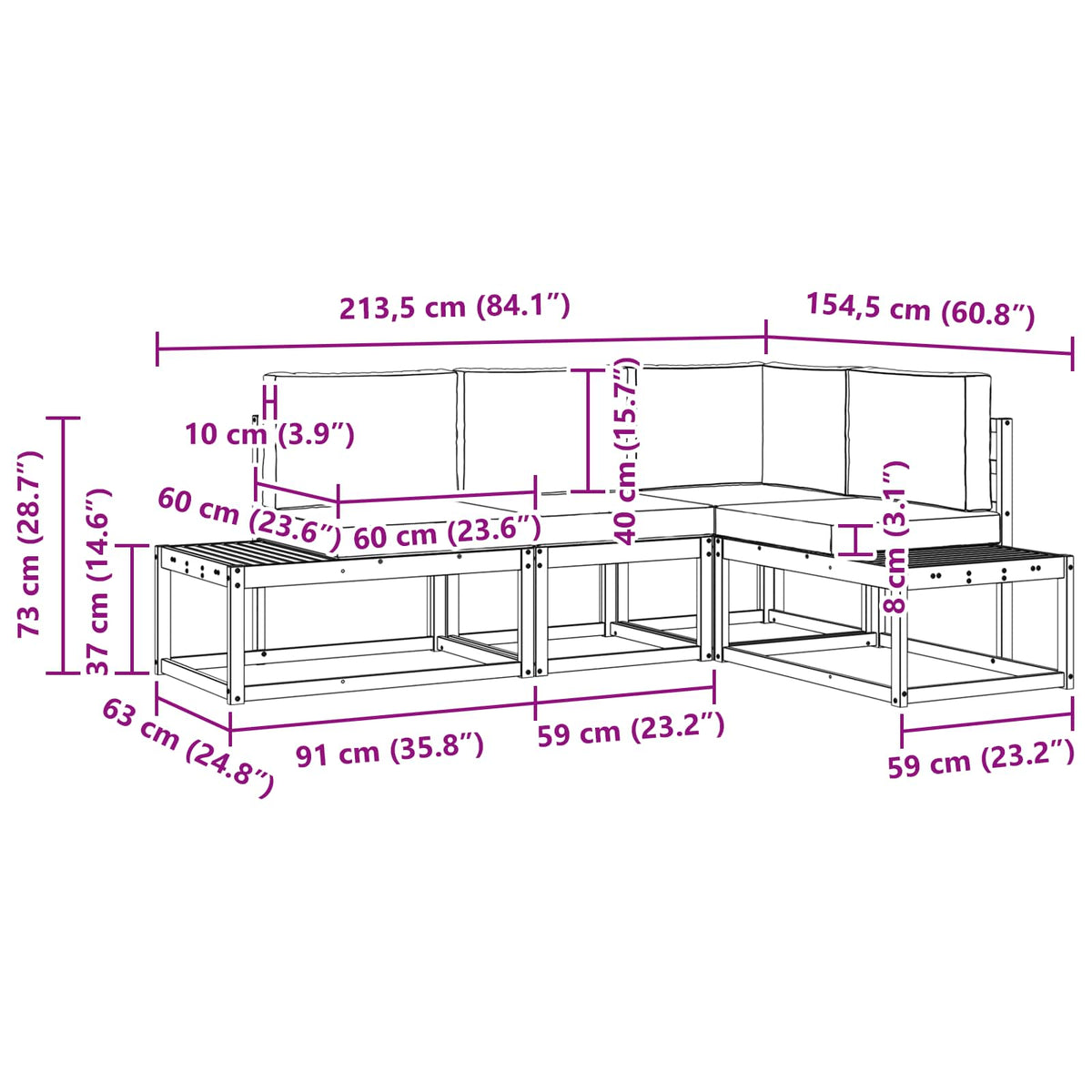 Set vanjskih sofa s jastukom 4 Komad Prirodna i krem