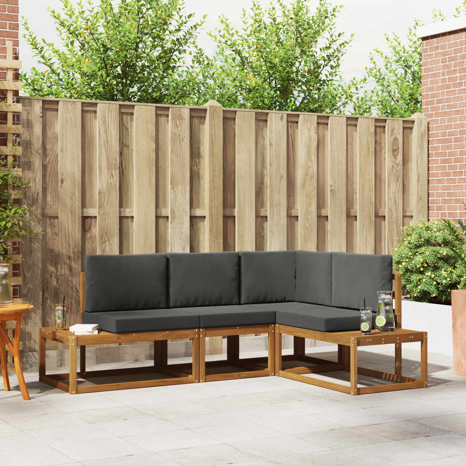 Set vanjskih sofa s jastukom 4 Komad Prirodna i antracit