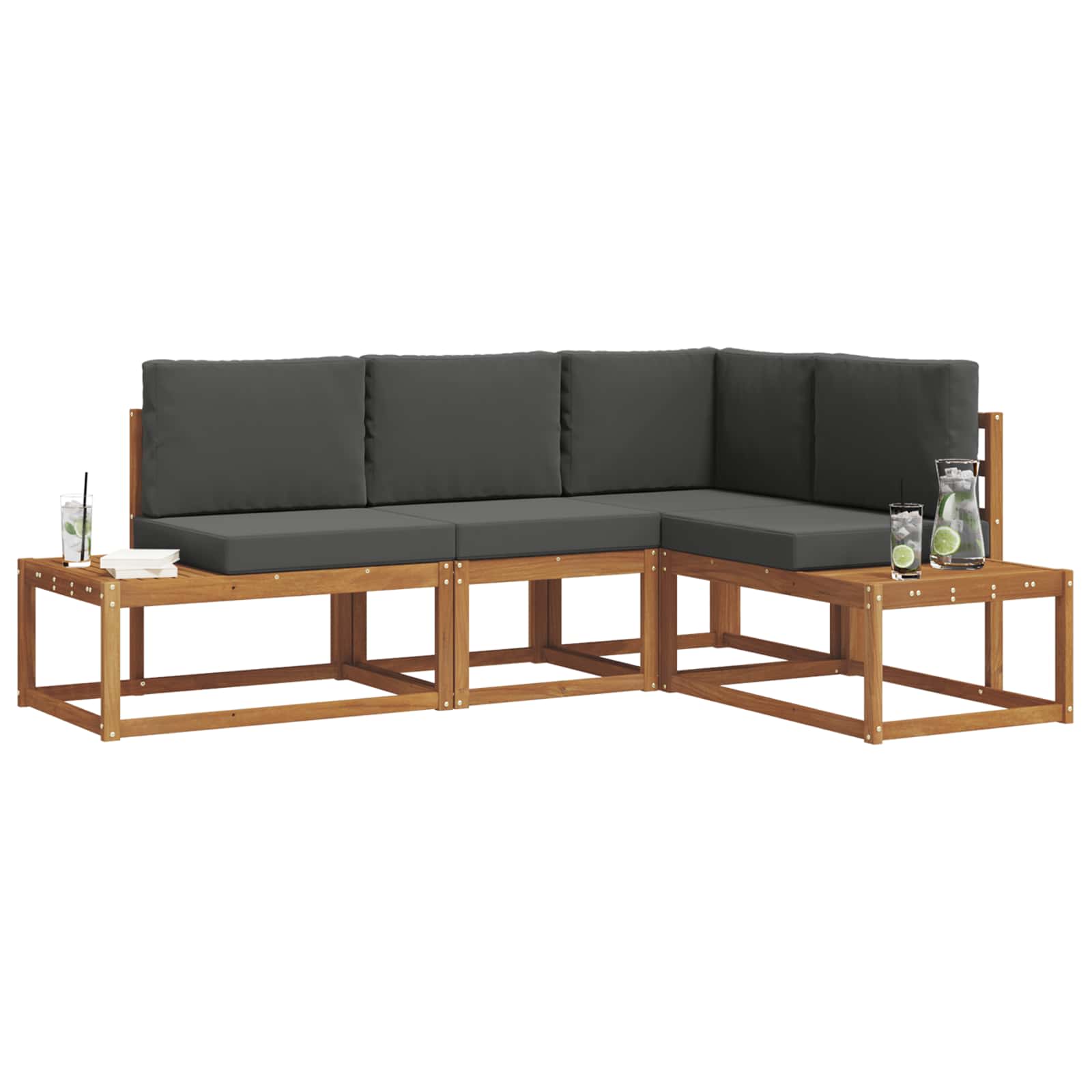 Set vanjskih sofa s jastukom 4 Komad Prirodna i antracit