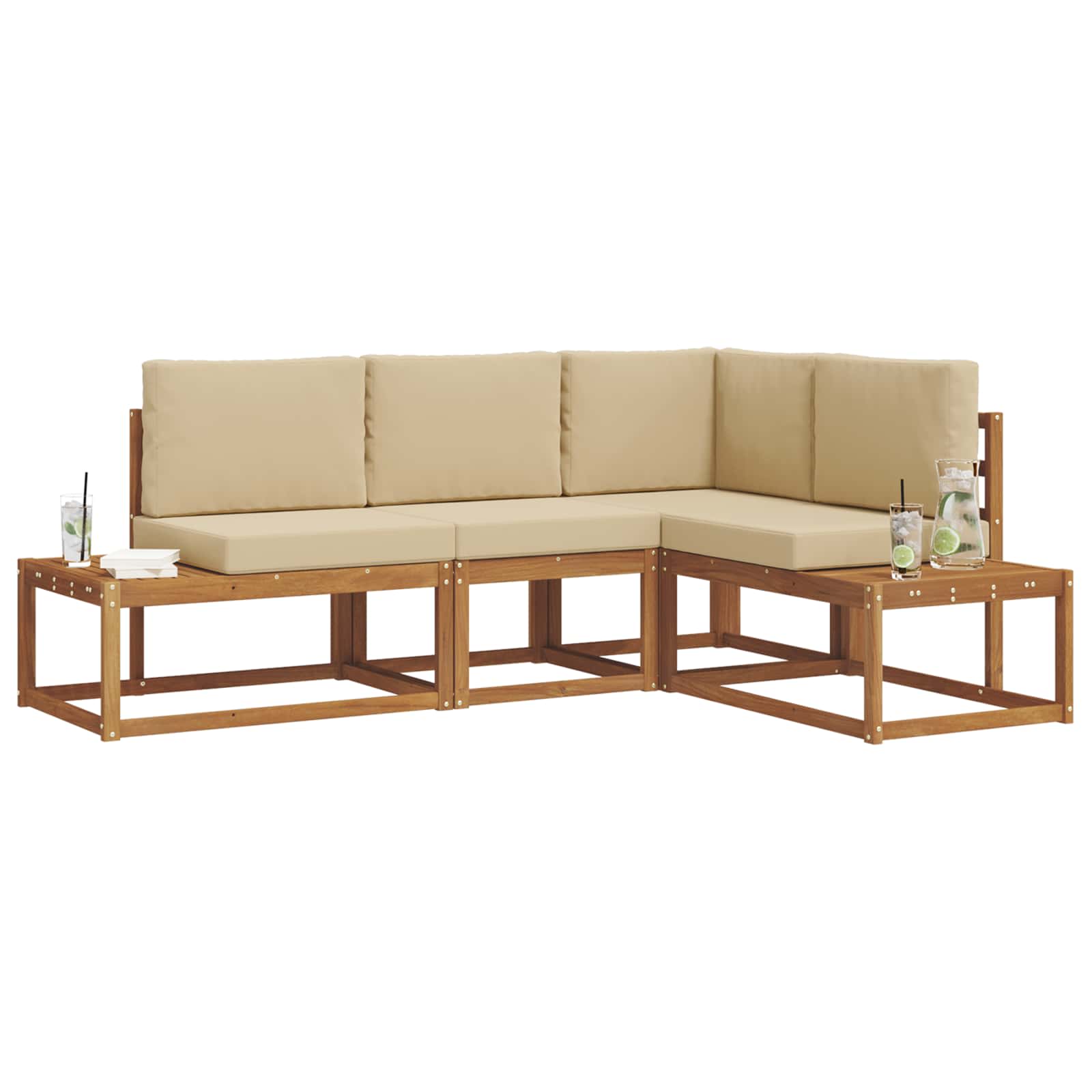 Set vanjskih sofa s jastukom 4 Komad Prirodna i bež