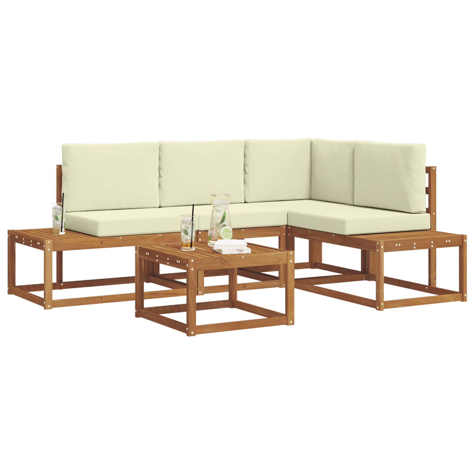 Set vanjskih sofa s jastukom 5 Komad Prirodna i krem