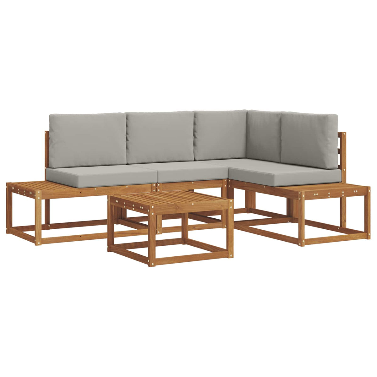 Set vanjskih sofa s jastukom 5 Komad Prirodna i svijetlo siva