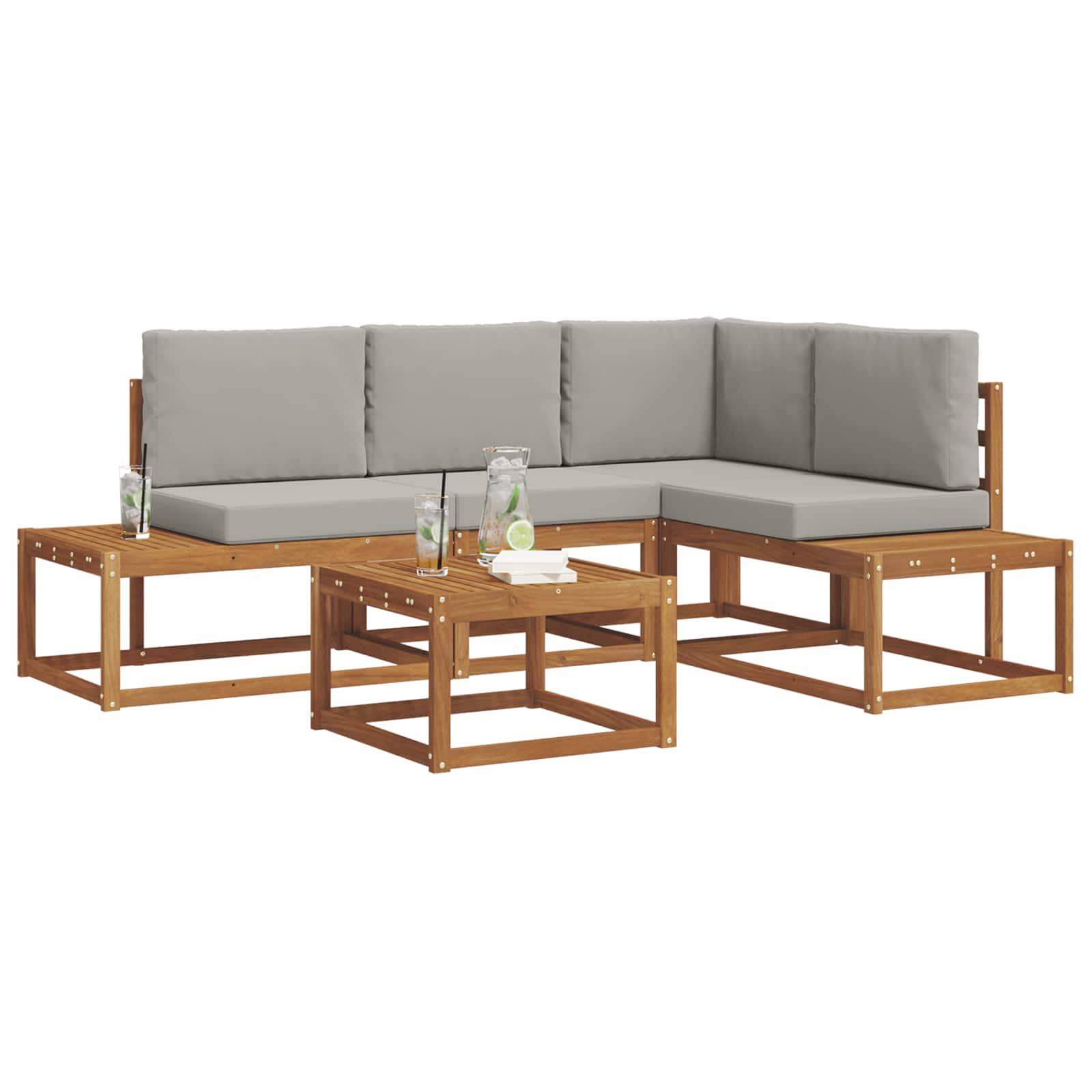 Set vanjskih sofa s jastukom 5 Komad Prirodna i svijetlo siva