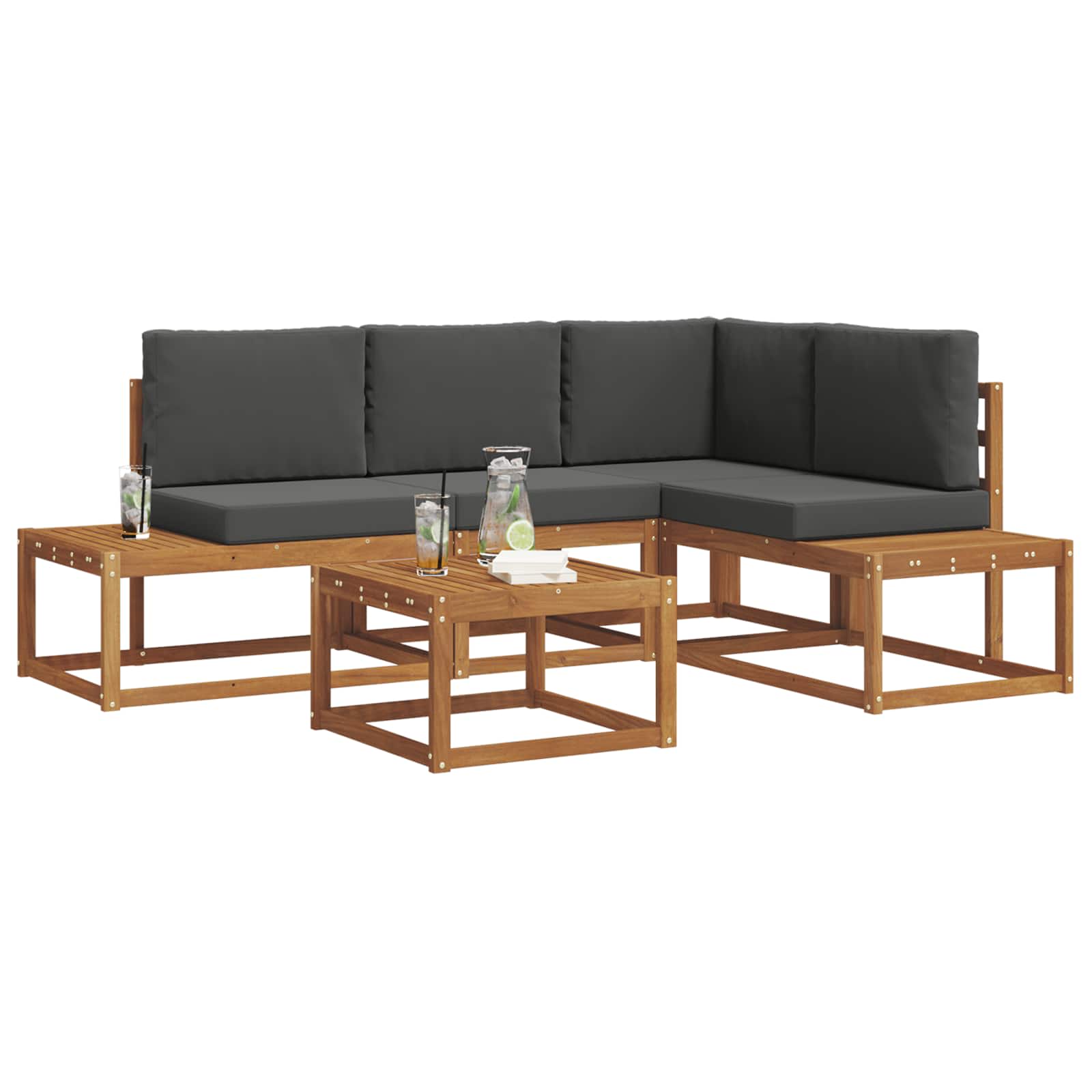 Set vanjskih sofa s jastukom 5 Komad Prirodna i antracit