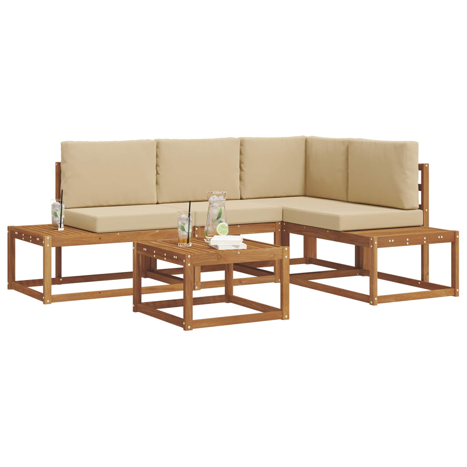 Set vanjskih sofa s jastukom 5 Komad Prirodna i bež