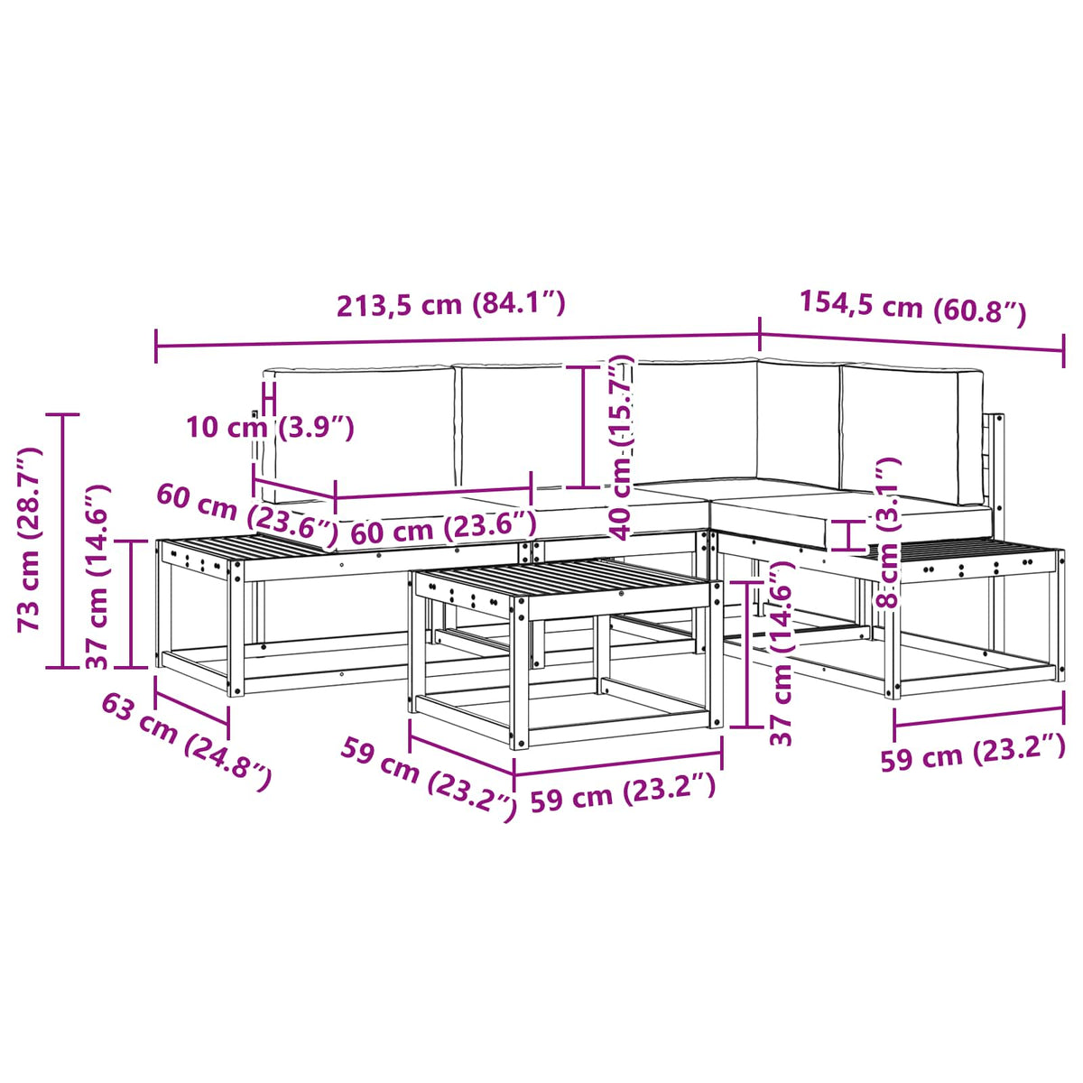 Set vanjskih sofa s jastukom 5 Komad Prirodna i bež