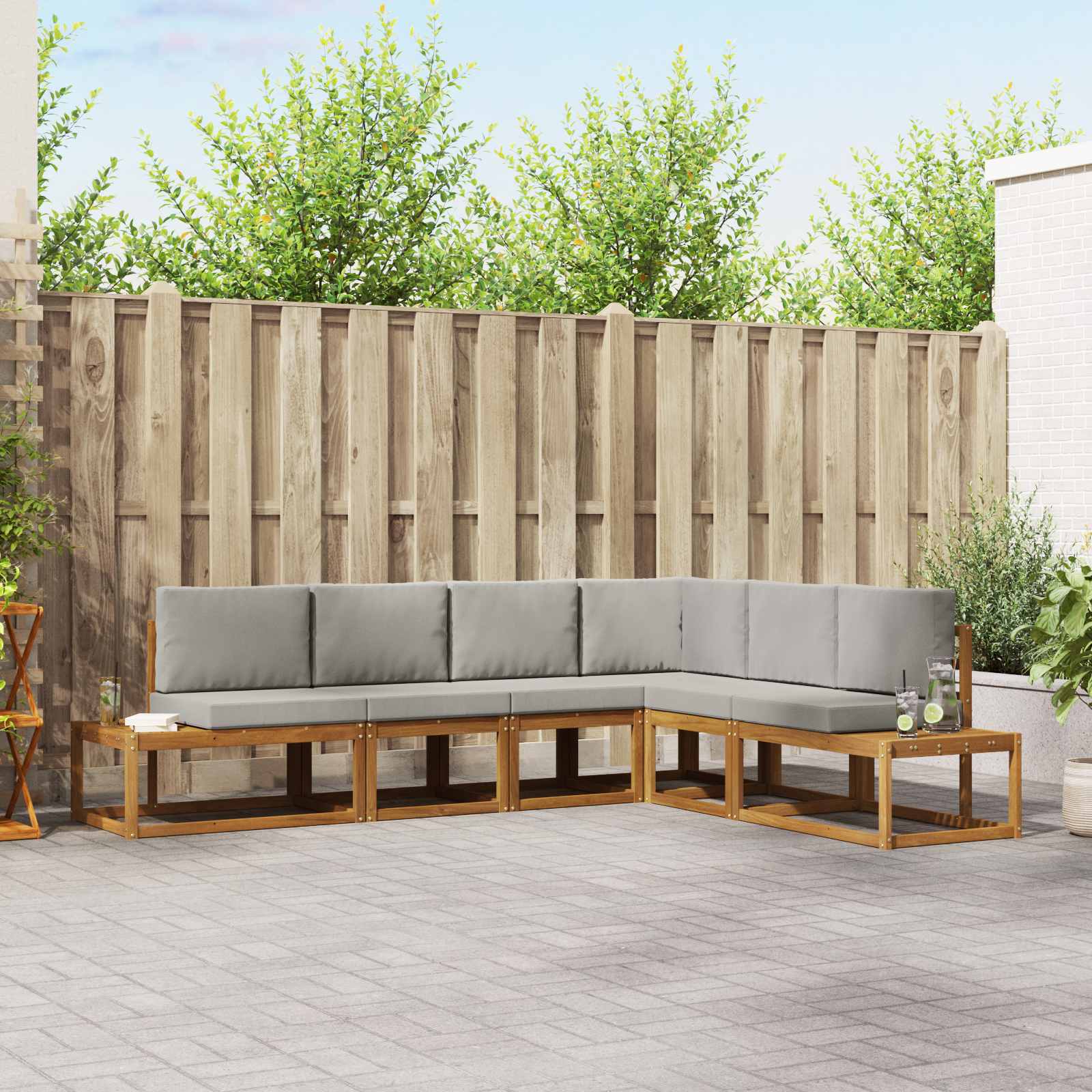 Set vanjskih sofa s jastukom 6 Komad Prirodna i svijetlo siva