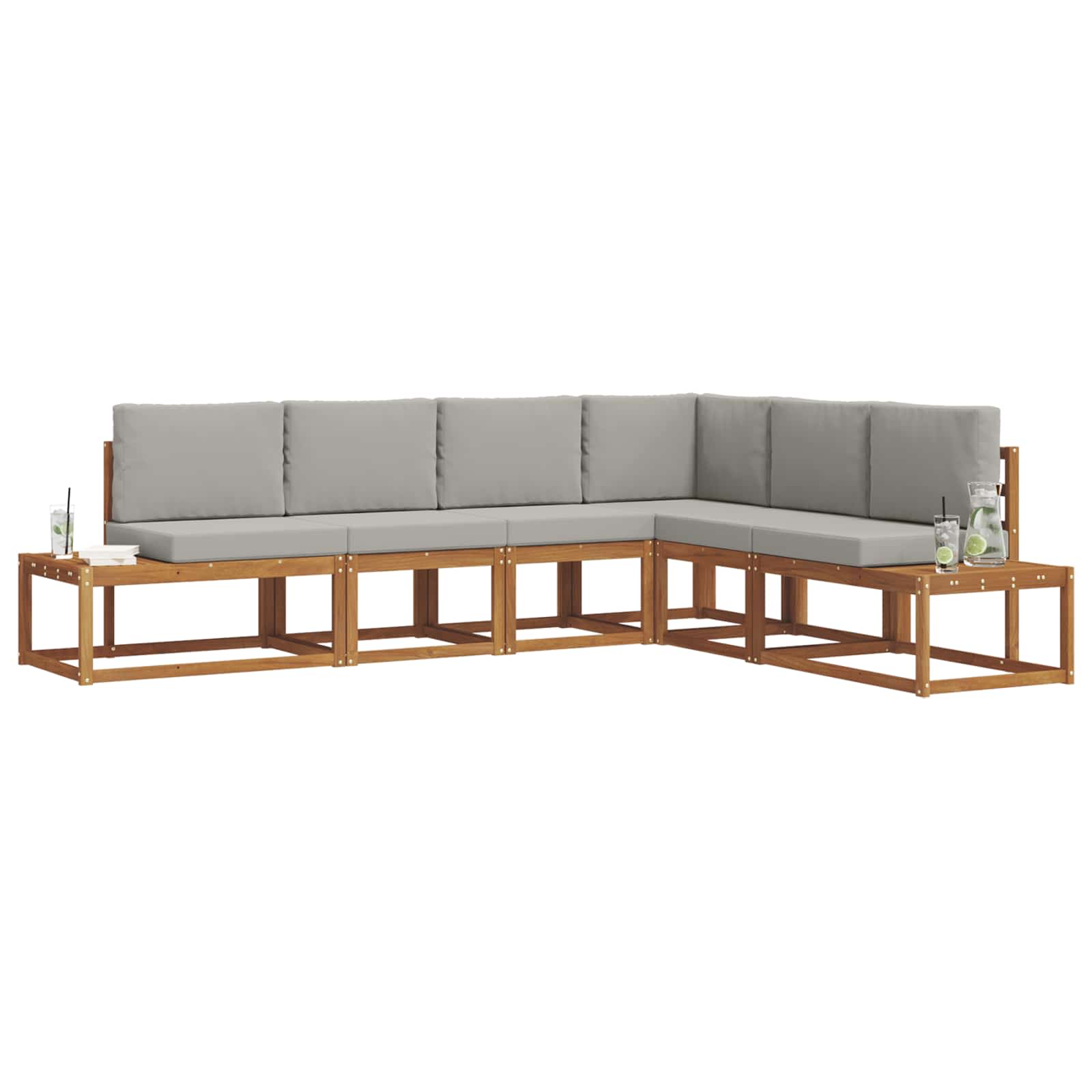 Set vanjskih sofa s jastukom 6 Komad Prirodna i svijetlo siva