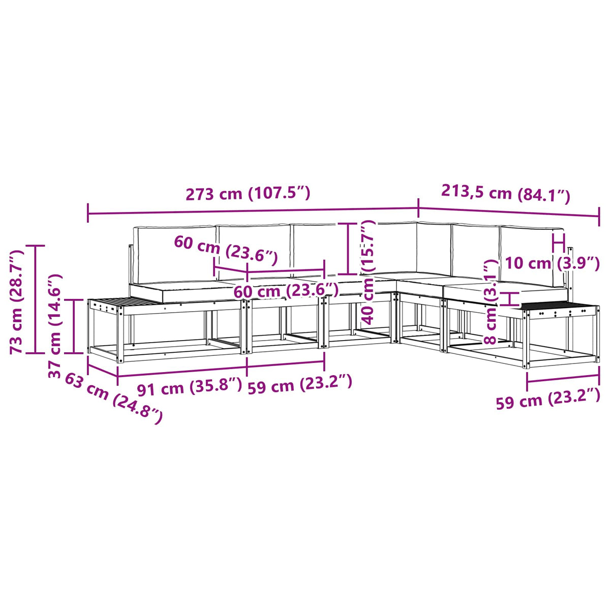 Set vanjskih sofa s jastukom 6 Komad Prirodna i svijetlo siva