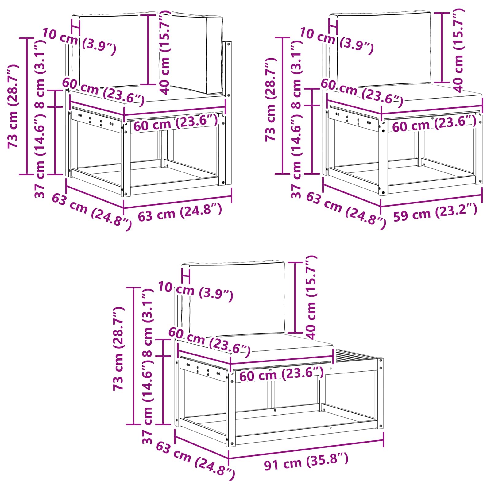 Set vanjskih sofa s jastukom 6 Komad Prirodna i antracit