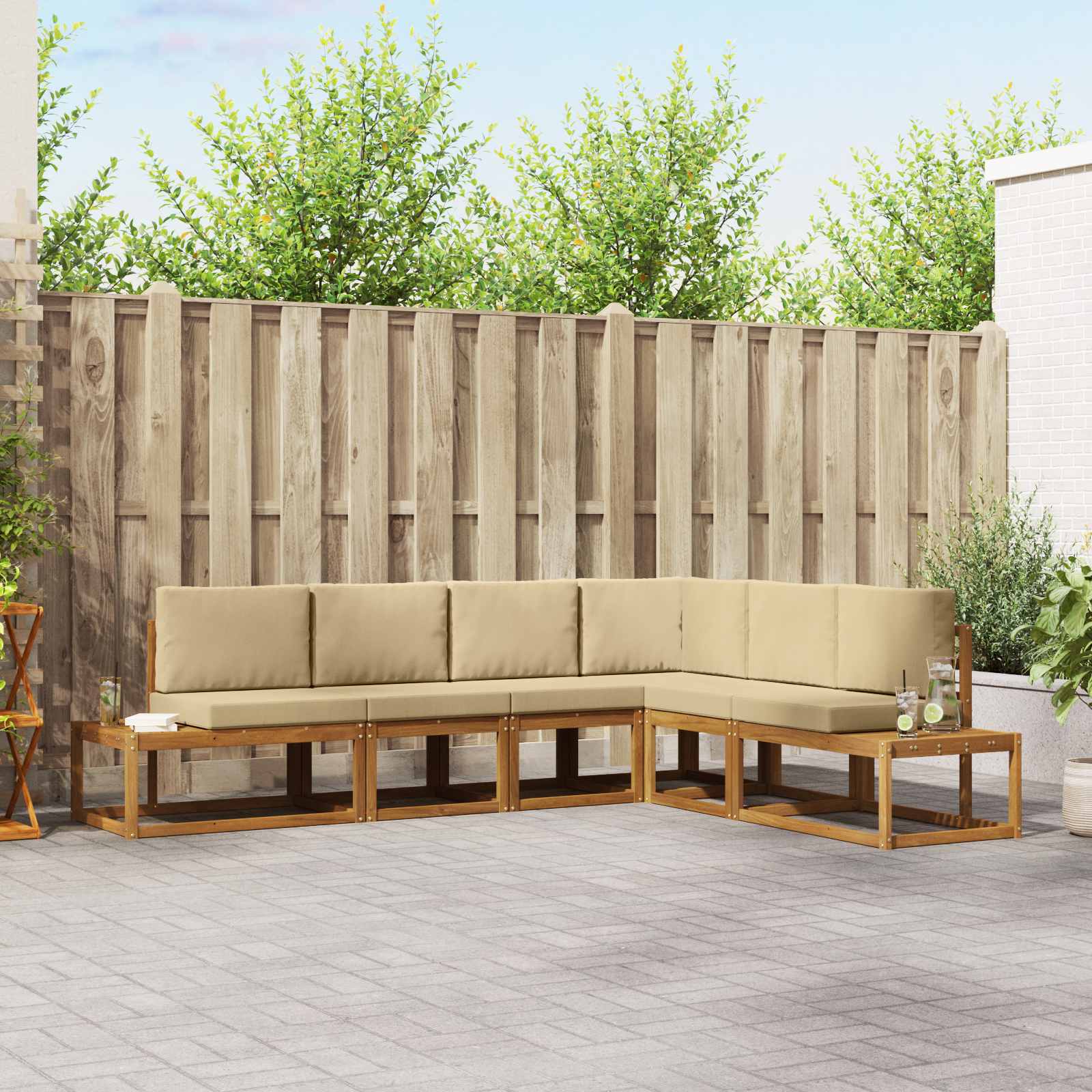 Set vanjskih sofa s jastukom 6 Komad Prirodna i bež