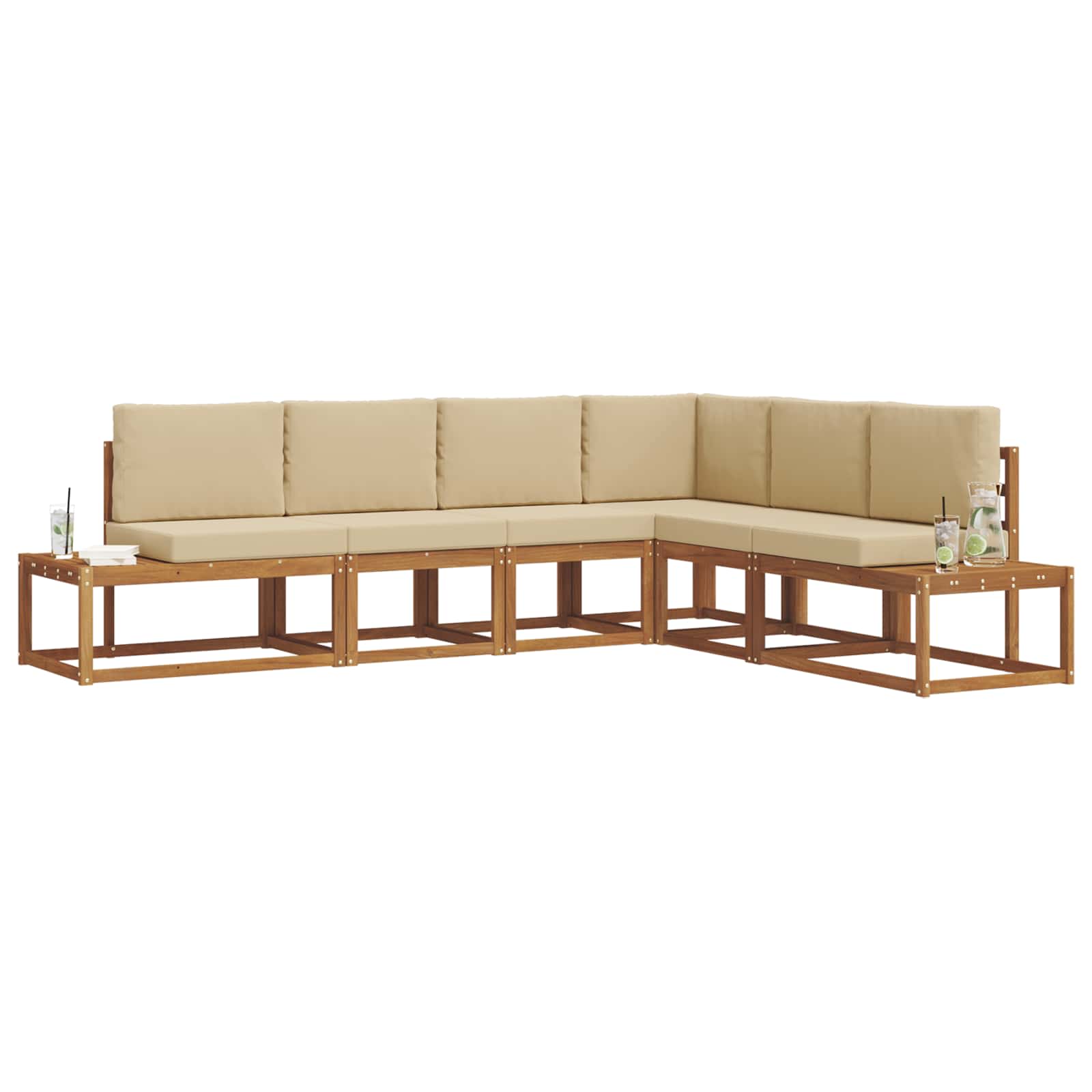 Set vanjskih sofa s jastukom 6 Komad Prirodna i bež