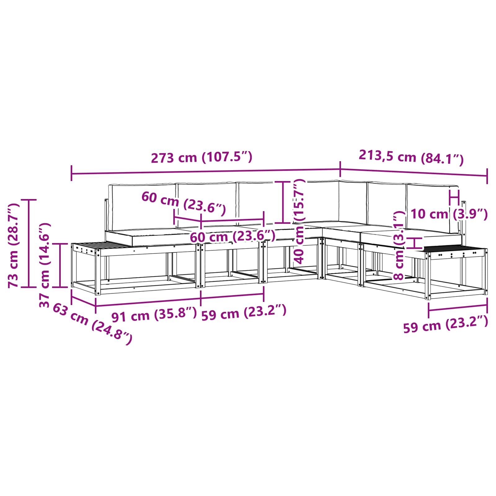 Set vanjskih sofa s jastukom 6 Komad Prirodna i bež