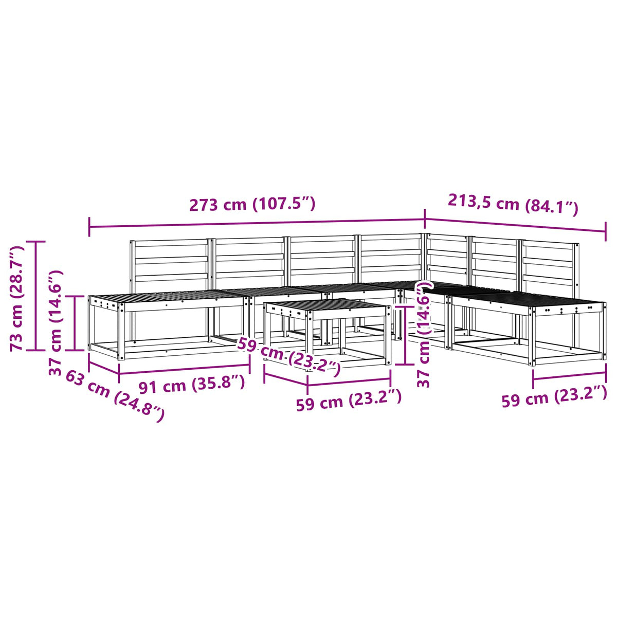 Set vanjskih sofa 7 Komad Prirodna Čvrsto drvo akacije