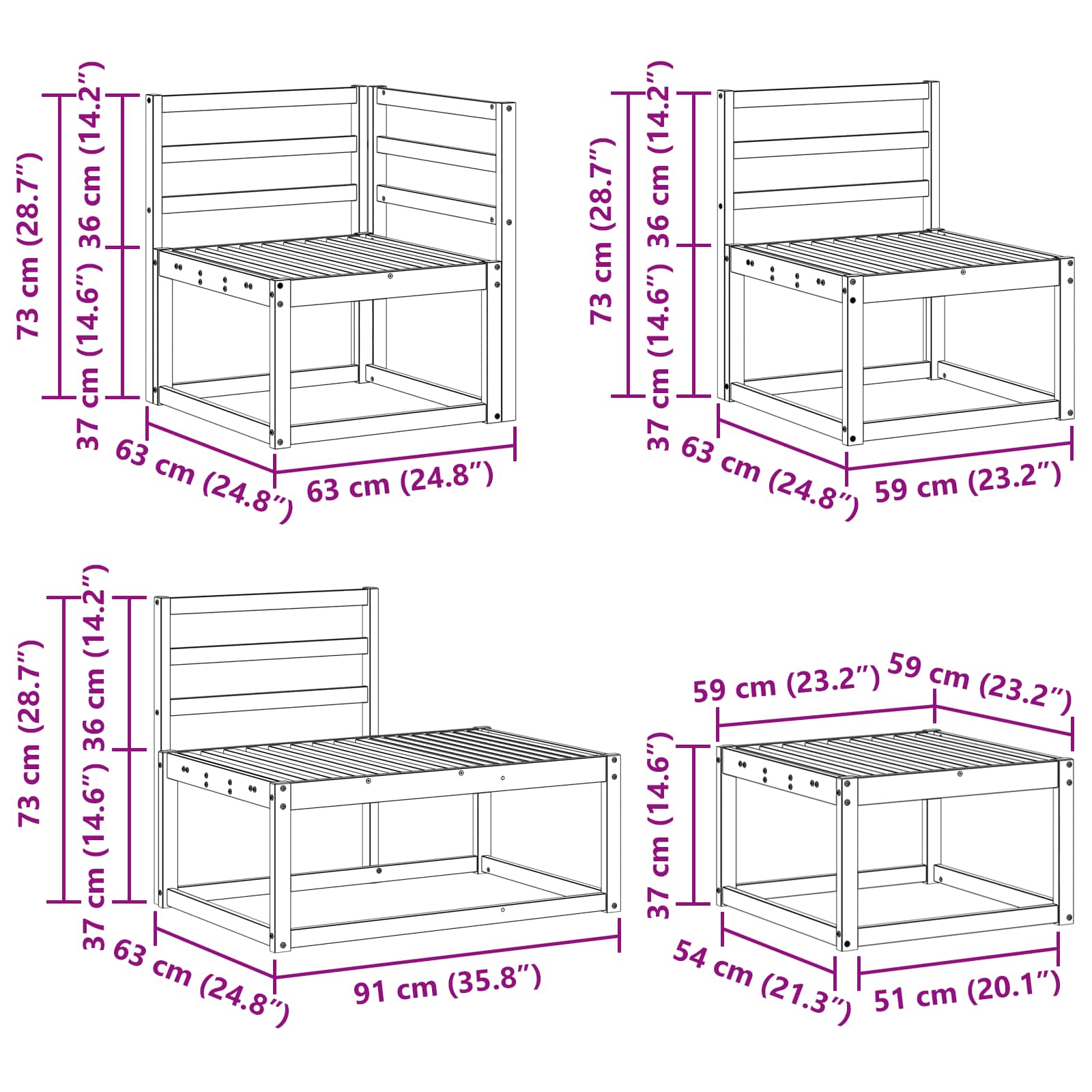 Set vanjskih sofa 7 Komad Prirodna Čvrsto drvo akacije