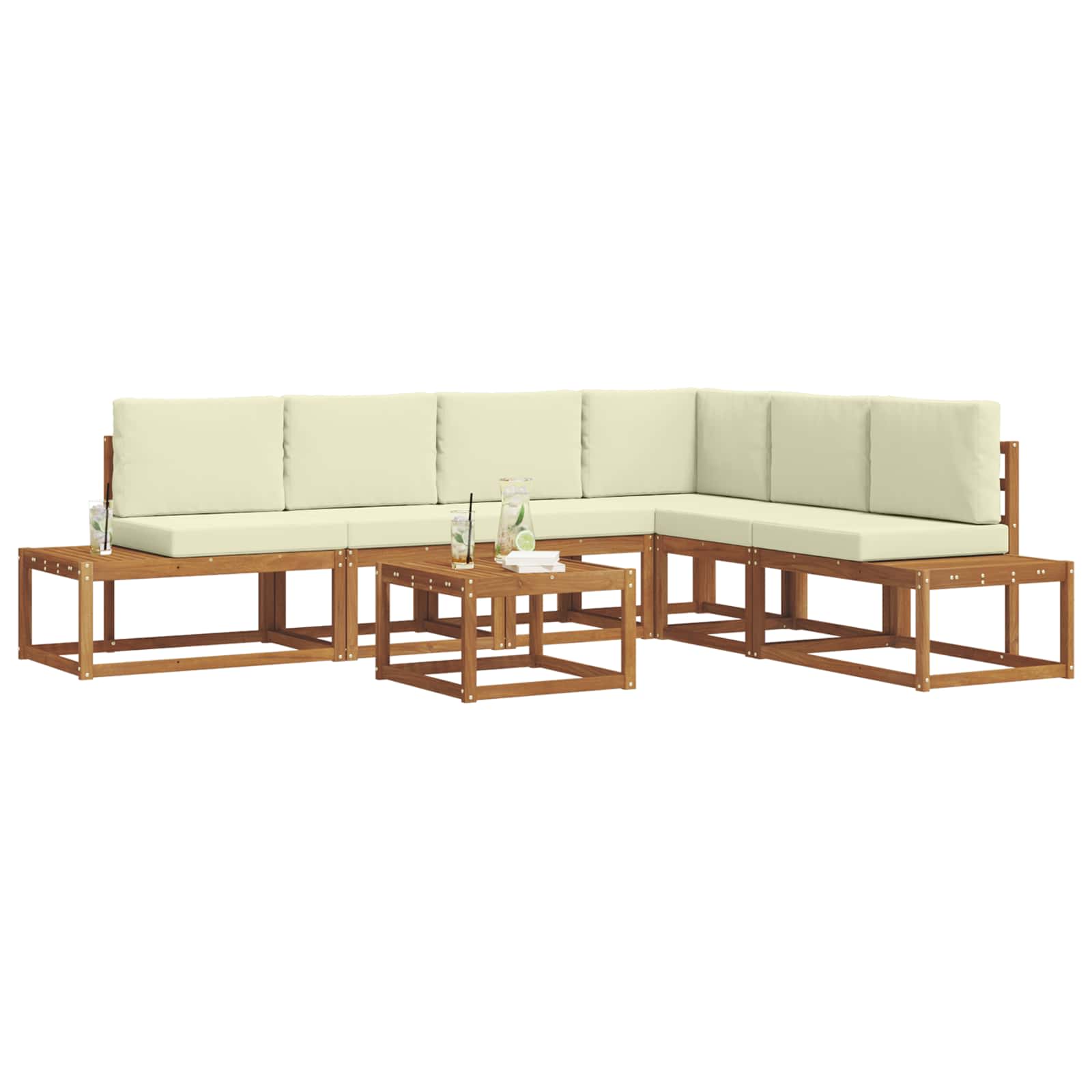 Set vanjskih sofa s jastukom 7 Komad Prirodna i krem