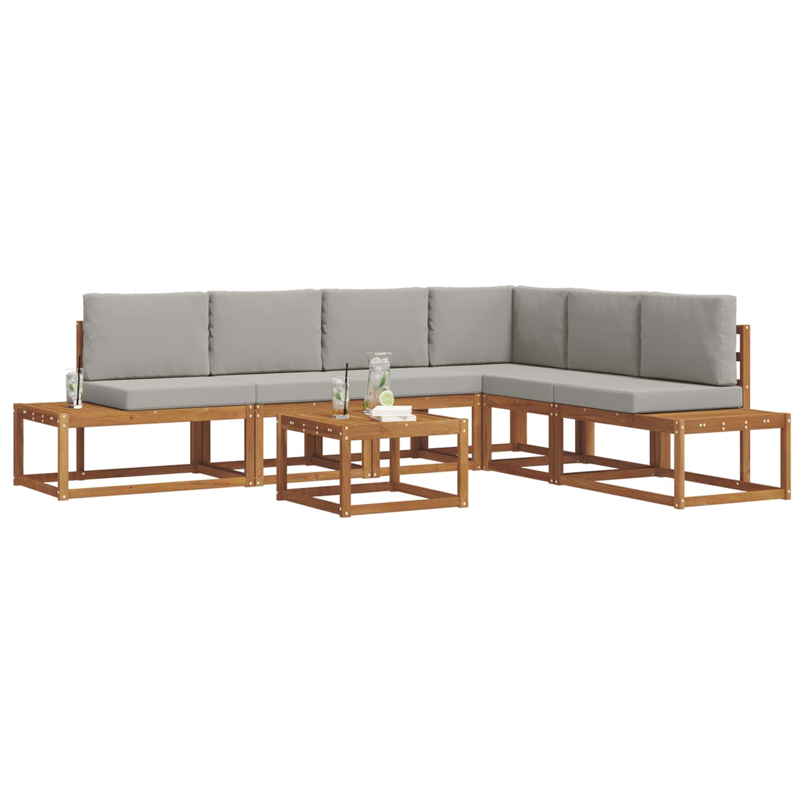 Set vanjskih sofa s jastukom 7 Komad Prirodna i svijetlo siva