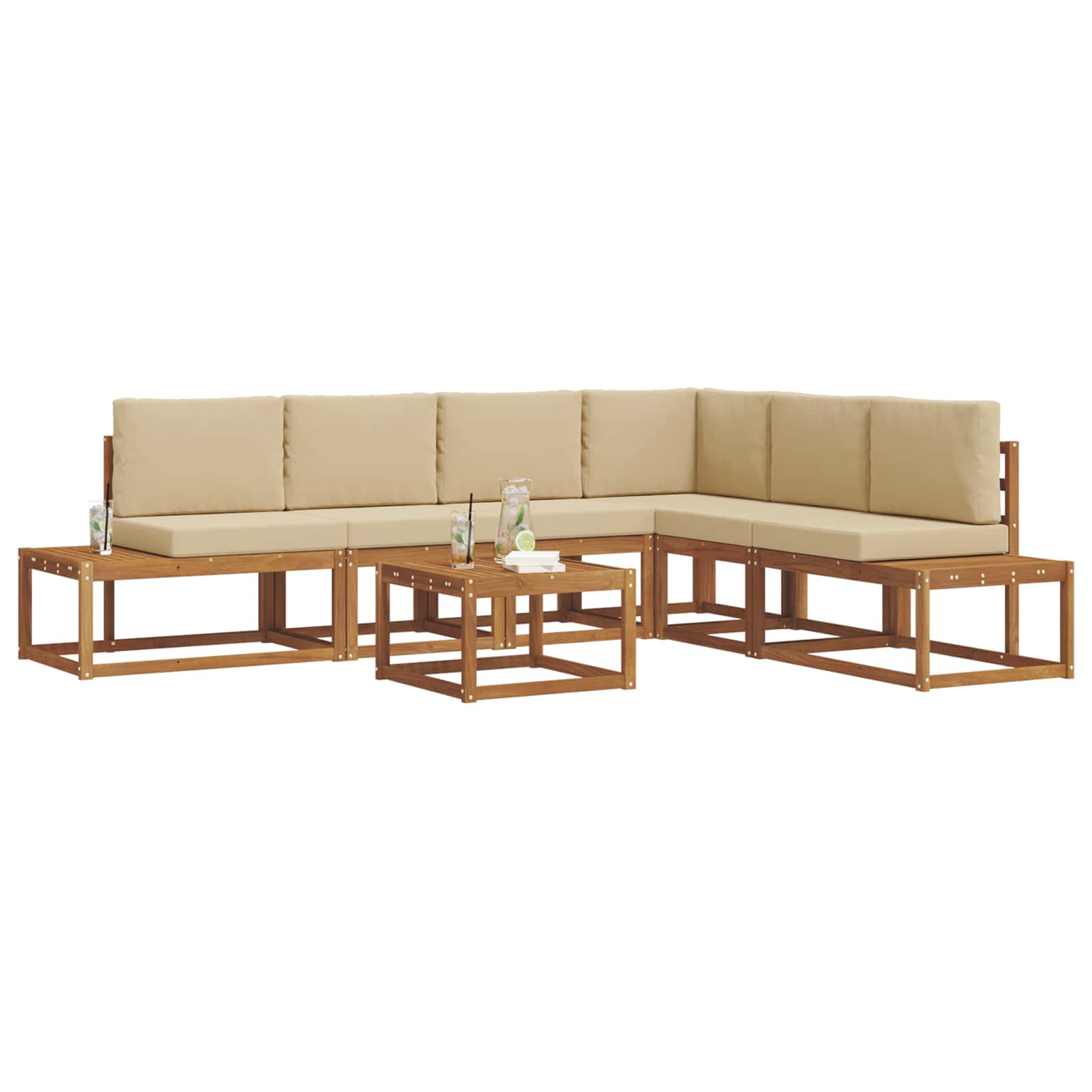 Set vanjskih sofa s jastukom 7 Komad Prirodna i bež